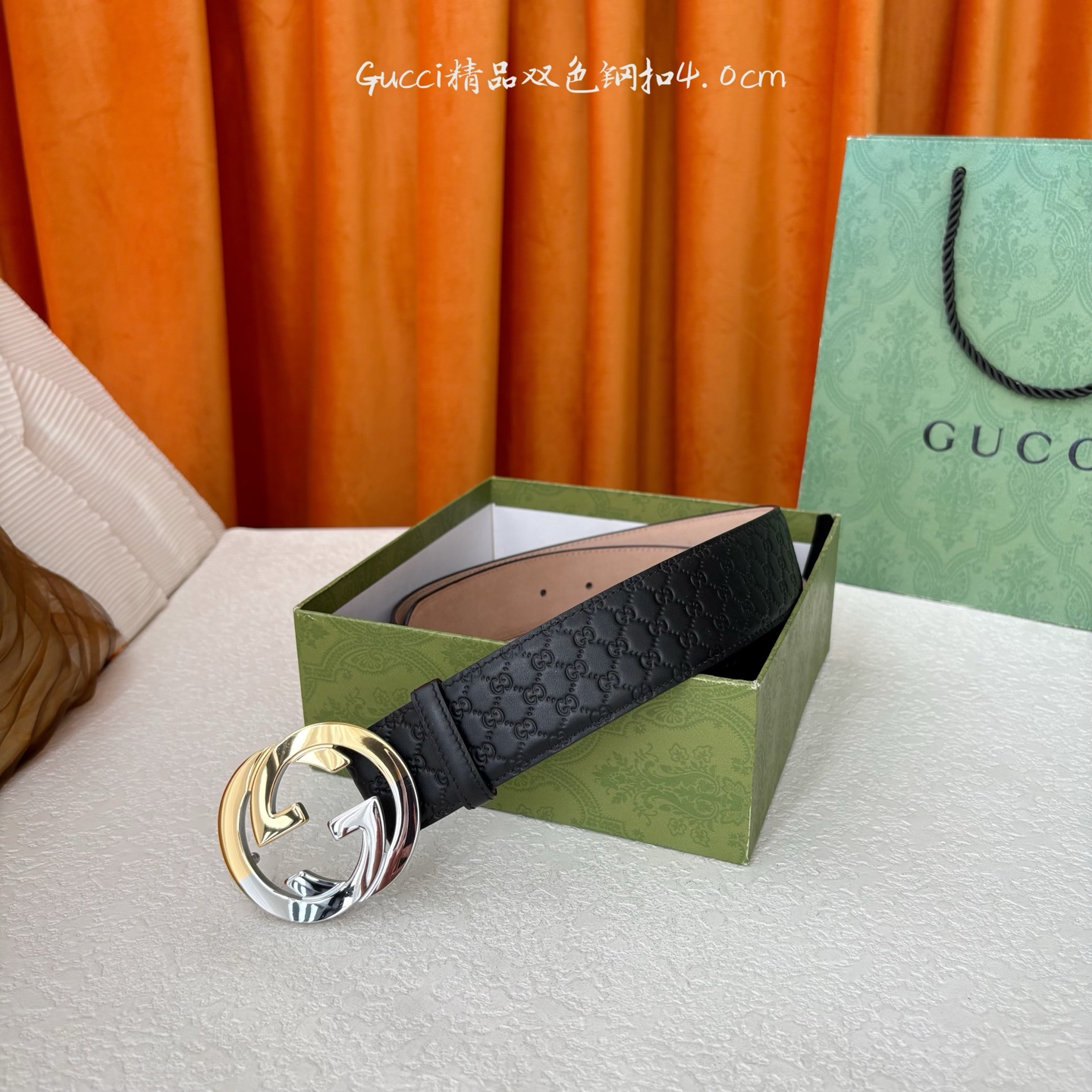 Gucci 经典款进口原厂压花面 搭配树膏沙底 精品钢扣 宽4.0 Cm 经典永不过时款 潮流大方 时尚
