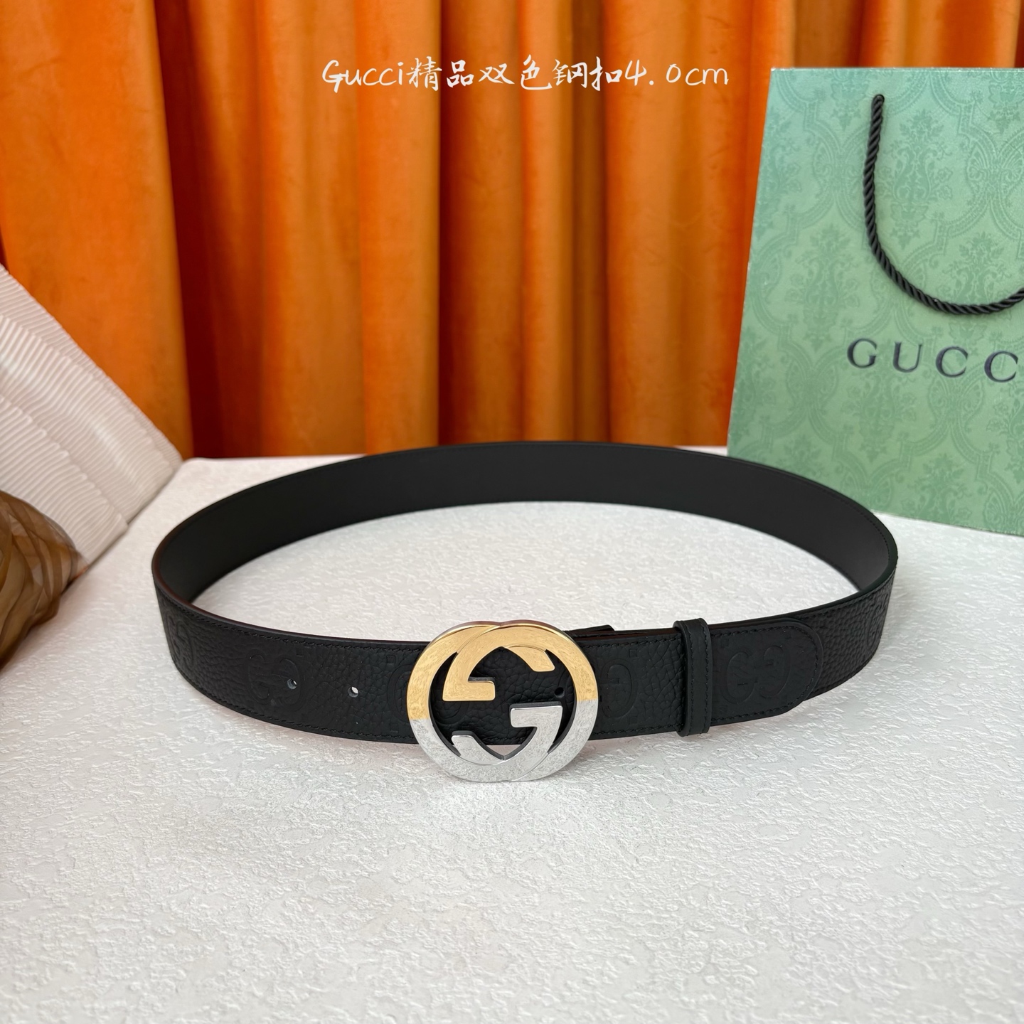 Gucci 经典款进口原厂压花面 搭配原版皮底 精品钢扣 宽4.0 Cm 经典永不过时款 潮流大方 时尚