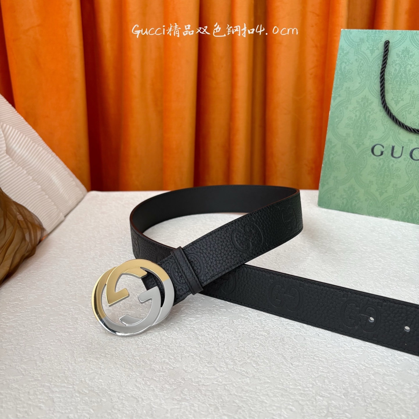 Gucci 经典款进口原厂压花面 搭配原版皮底 精品钢扣 宽4.0 Cm 经典永不过时款 潮流大方 时尚