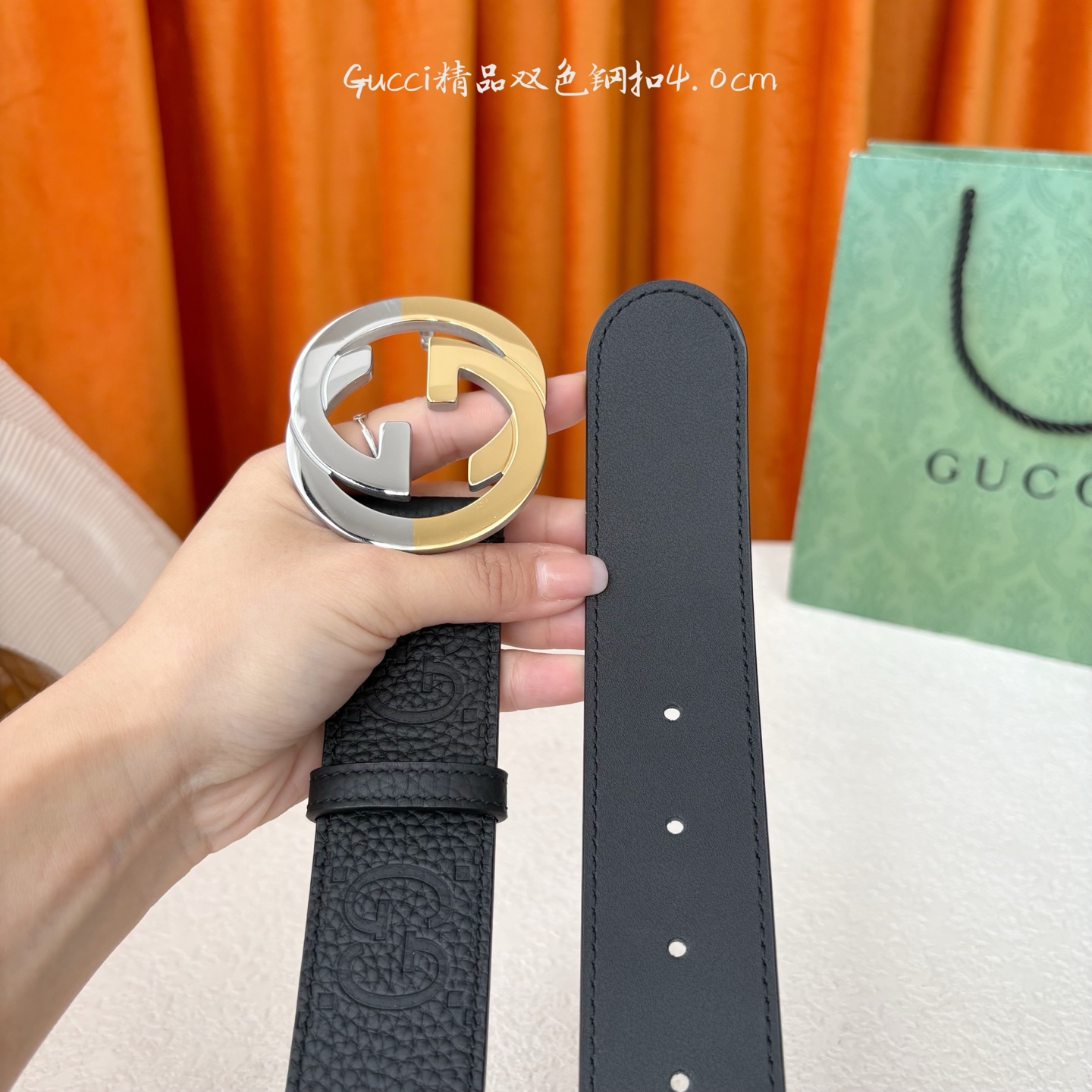 Gucci 经典款进口原厂压花面 搭配原版皮底 精品钢扣 宽4.0 Cm 经典永不过时款 潮流大方 时尚