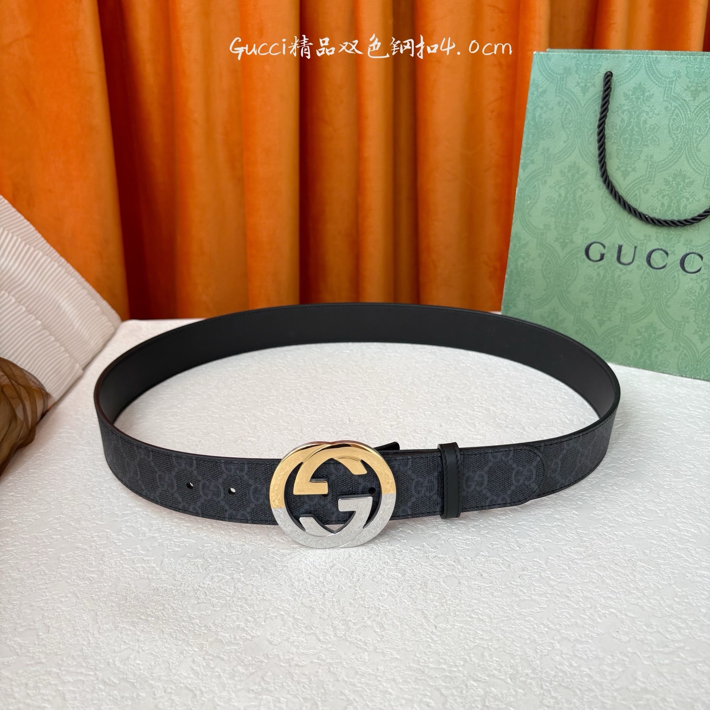 Gucci 经典款进口原厂印花面 搭配原版皮底 精品钢扣 宽4.0 Cm 经典永不过时款 潮流大方 时尚