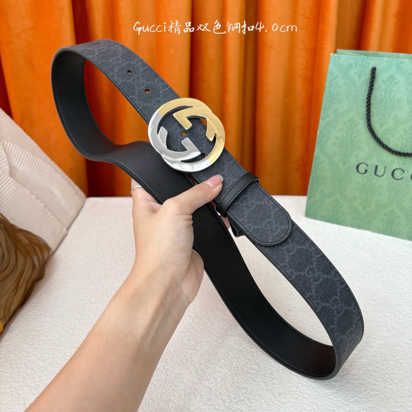 Gucci 经典款进口原厂印花面 搭配原版皮底 精品钢扣 宽4.0 Cm 经典永不过时款 潮流大方 时尚