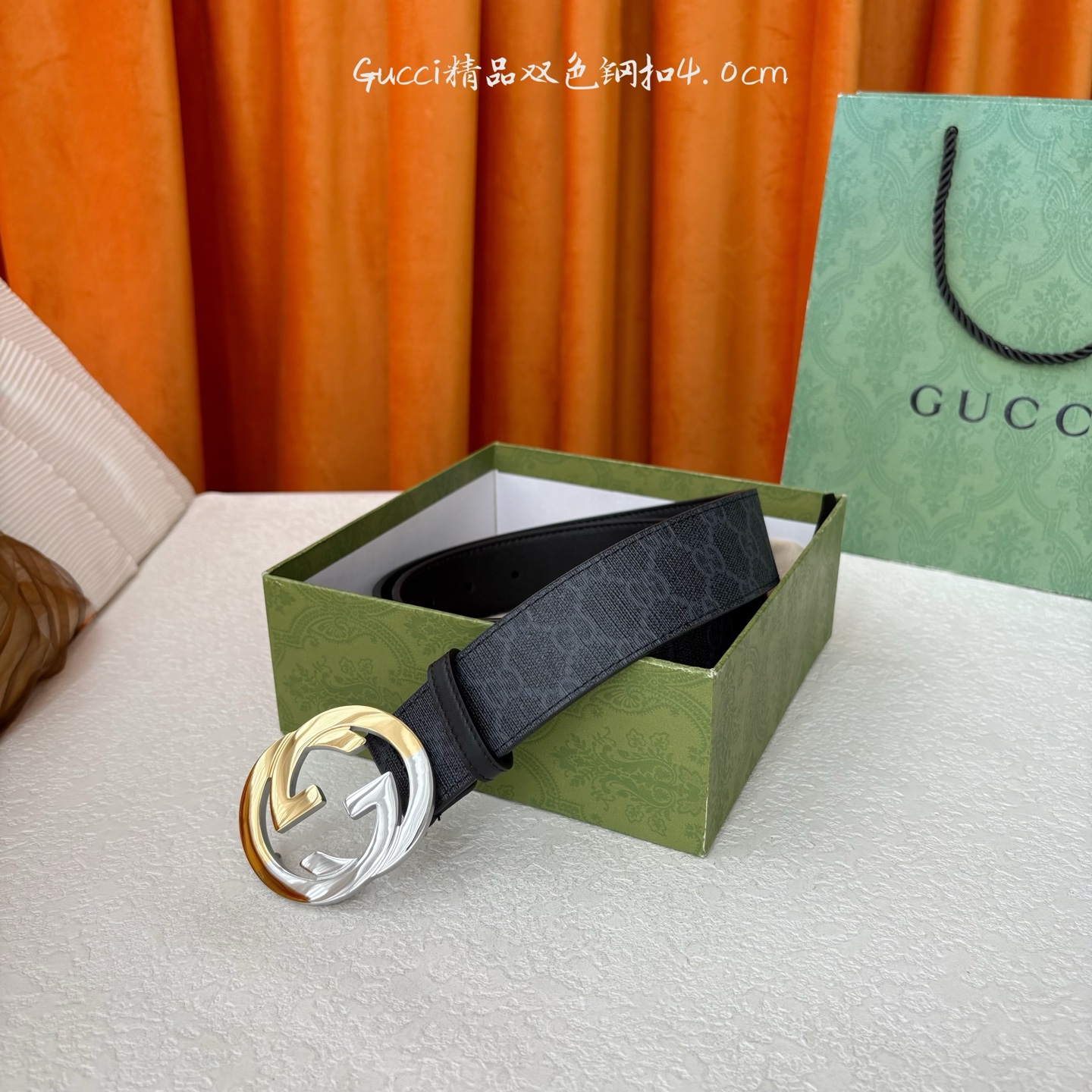 Gucci 经典款进口原厂印花面 搭配原版皮底 精品钢扣 宽4.0 Cm 经典永不过时款 潮流大方 时尚