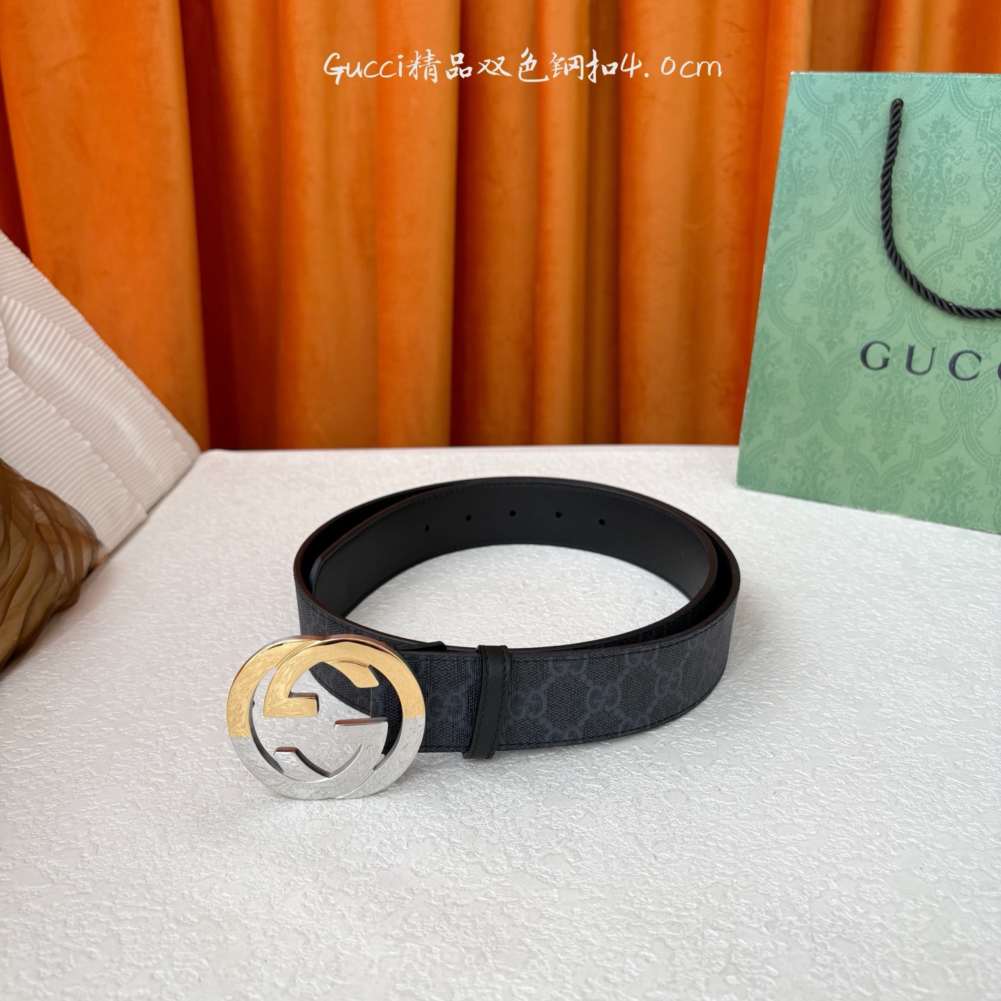 Gucci 经典款进口原厂印花面 搭配原版皮底 精品钢扣 宽4.0 Cm 经典永不过时款 潮流大方 时尚