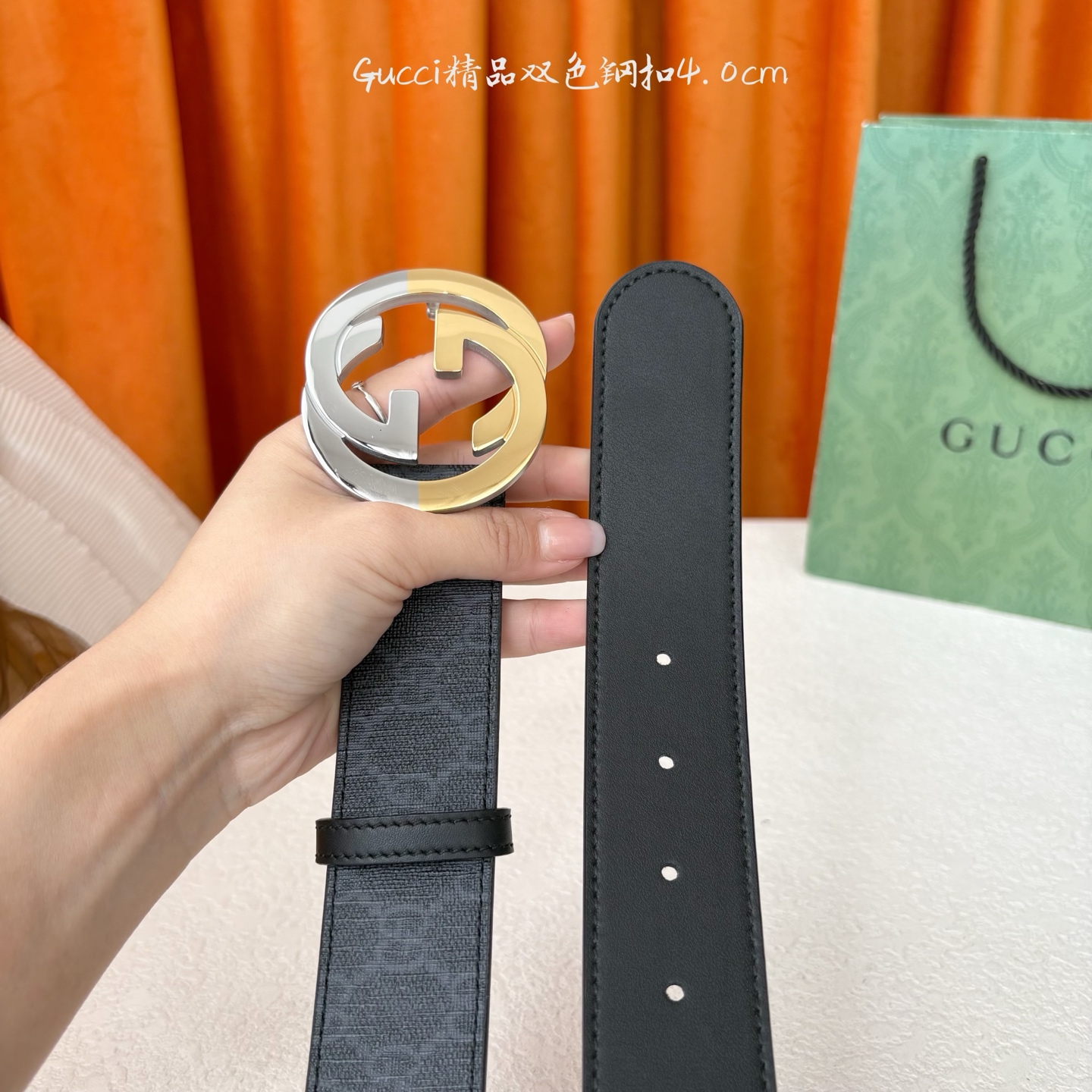 Gucci 经典款进口原厂印花面 搭配原版皮底 精品钢扣 宽4.0 Cm 经典永不过时款 潮流大方 时尚