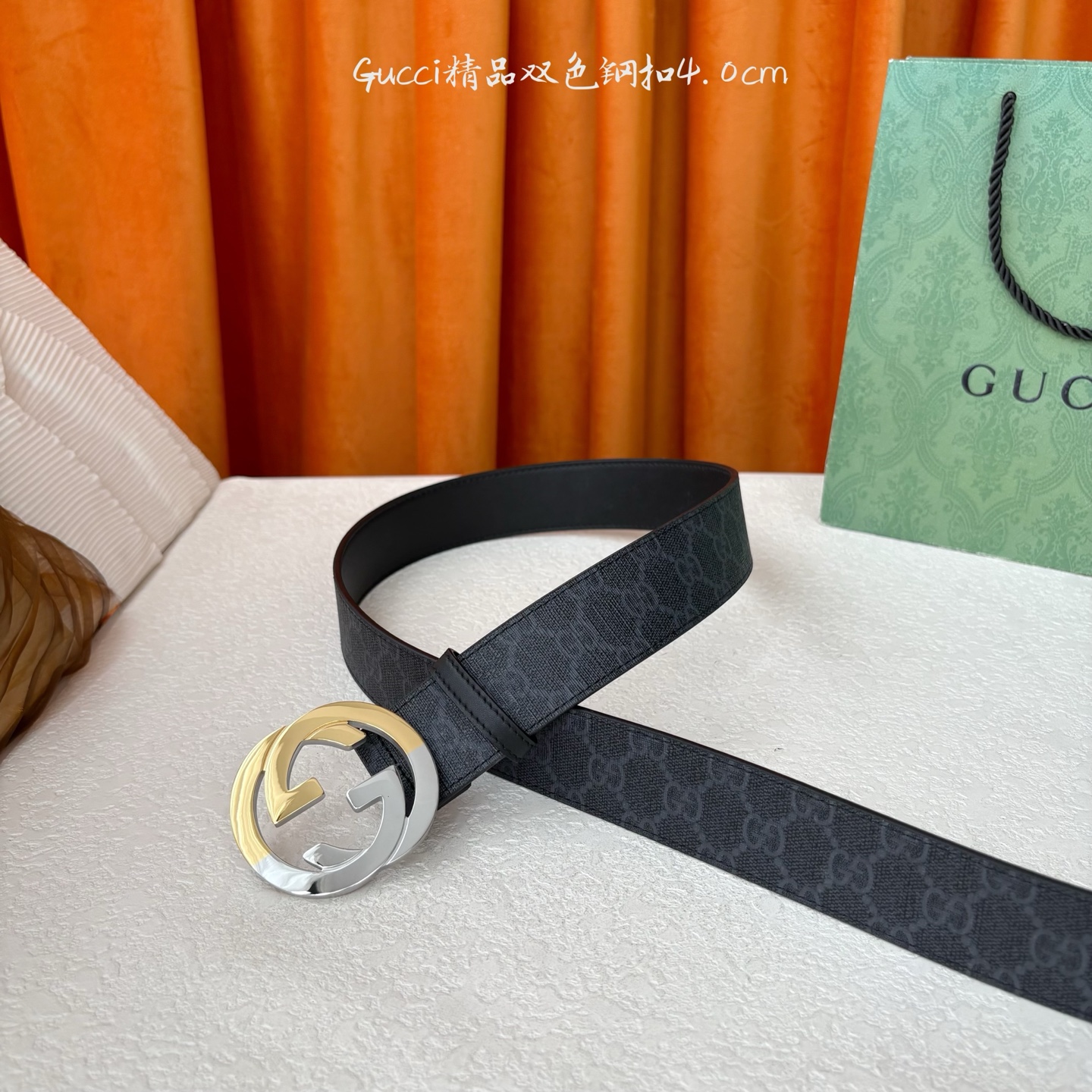 Gucci 经典款进口原厂印花面 搭配原版皮底 精品钢扣 宽4.0 Cm 经典永不过时款 潮流大方 时尚