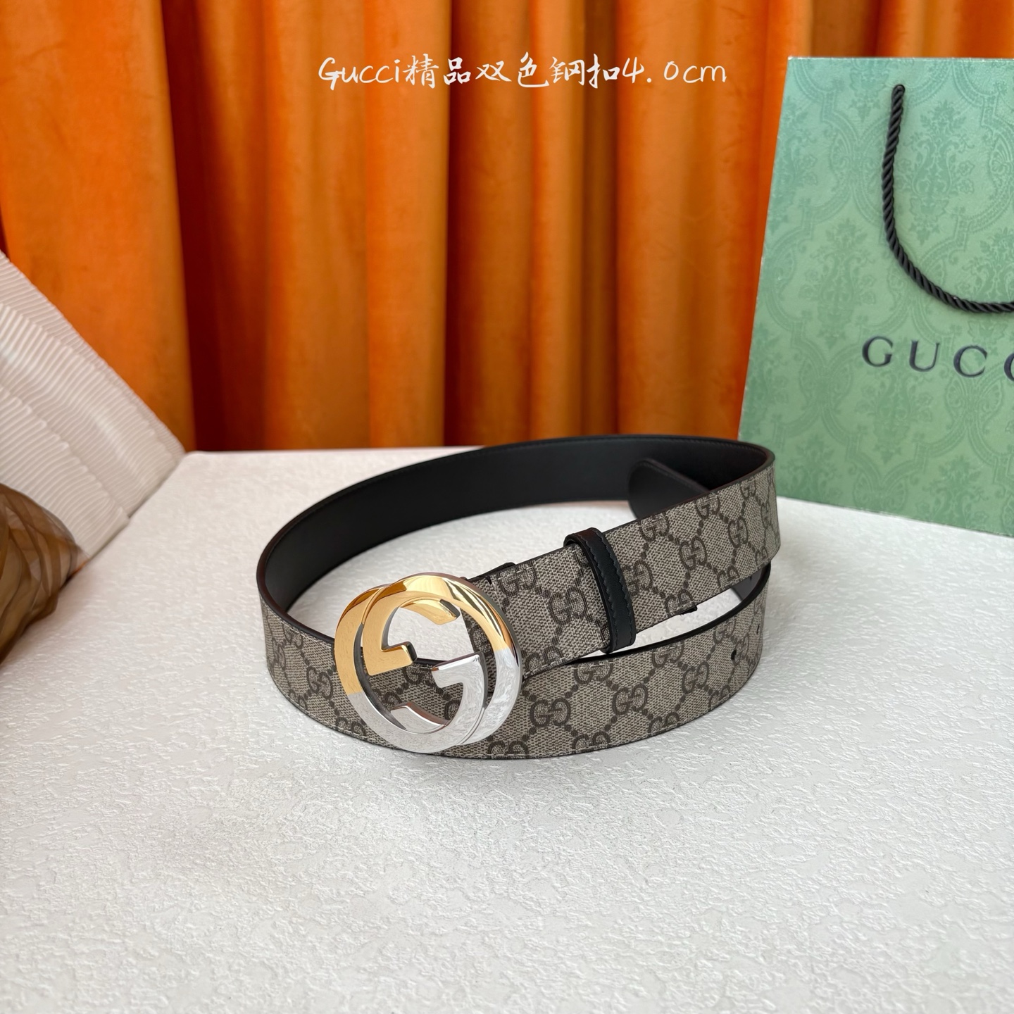 Gucci 经典款进口原厂印花面 搭配原版皮底 精品钢扣 宽4.0 Cm 经典永不过时款 潮流大方 时尚