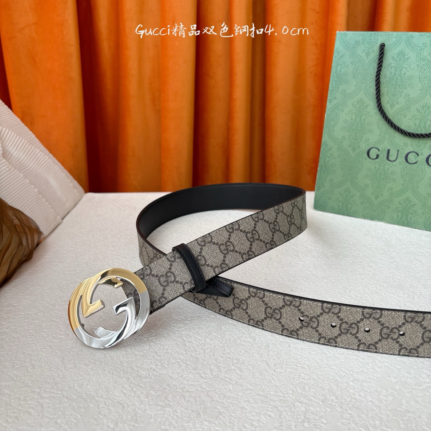 Gucci 经典款进口原厂印花面 搭配原版皮底 精品钢扣 宽4.0 Cm 经典永不过时款 潮流大方 时尚