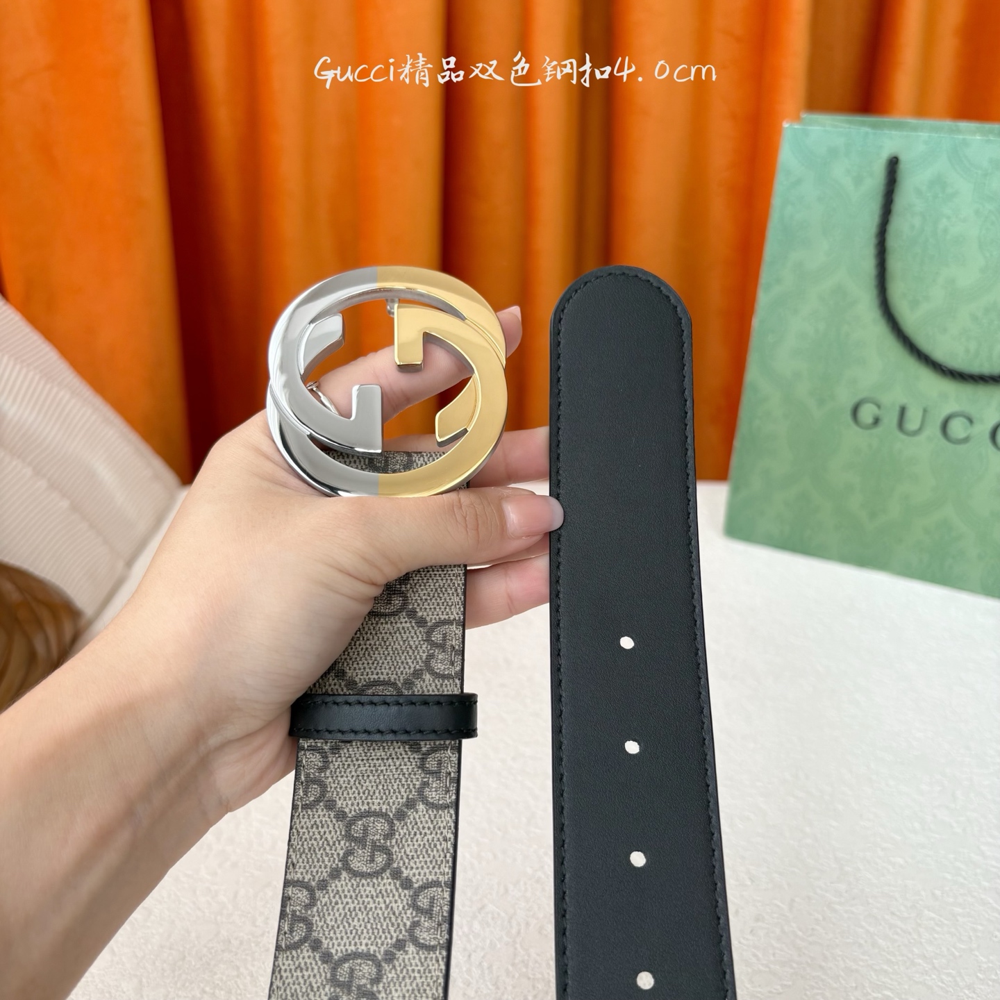 Gucci 经典款进口原厂印花面 搭配原版皮底 精品钢扣 宽4.0 Cm 经典永不过时款 潮流大方 时尚