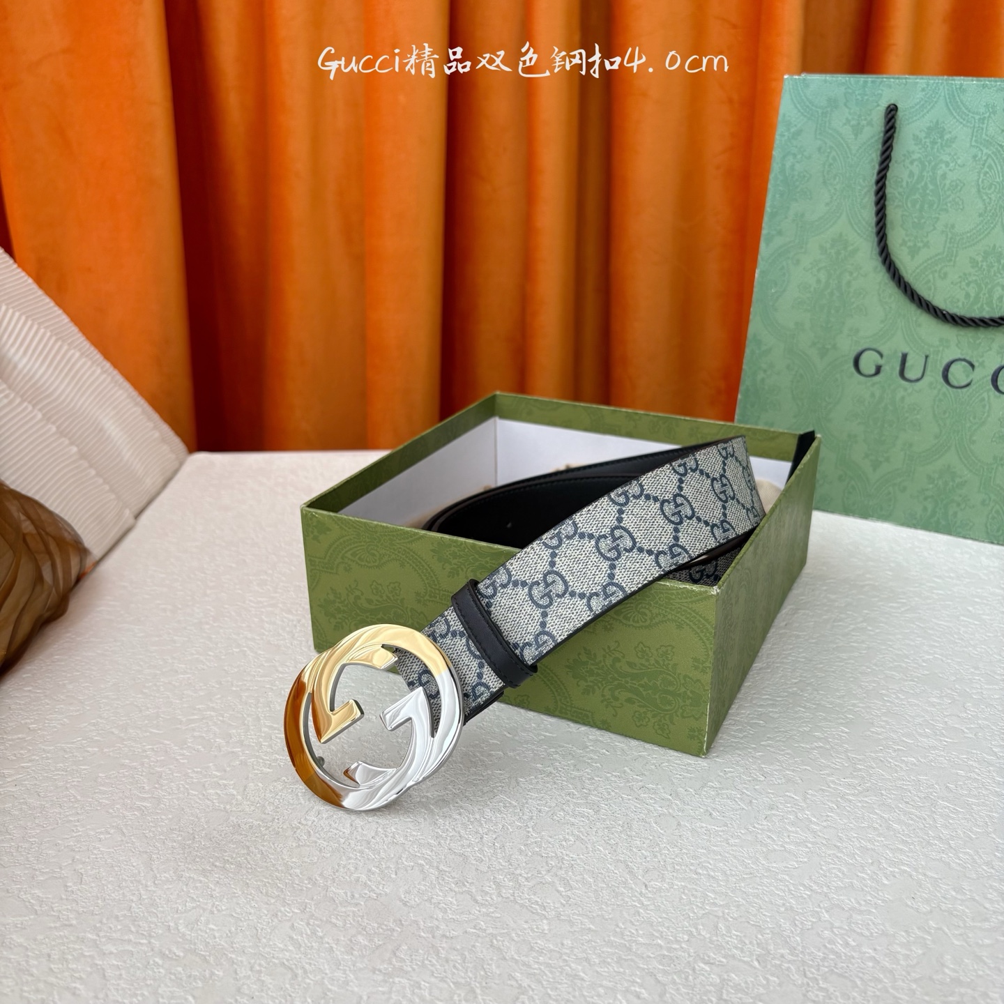 Gucci 经典款进口原厂印花面 搭配原版皮底 精品钢扣 宽4.0 Cm 经典永不过时款 潮流大方 时尚