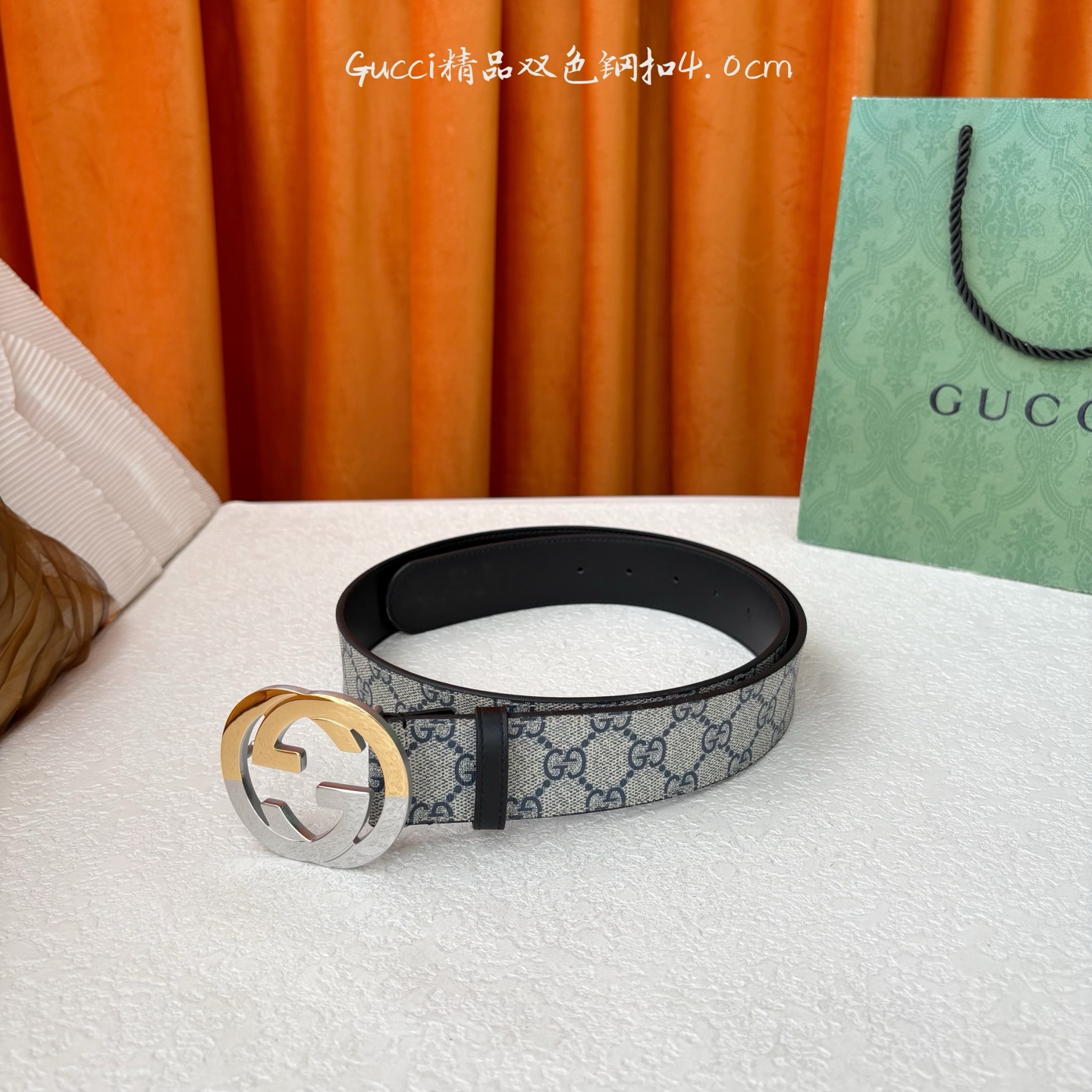 Gucci 经典款进口原厂印花面 搭配原版皮底 精品钢扣 宽4.0 Cm 经典永不过时款 潮流大方 时尚