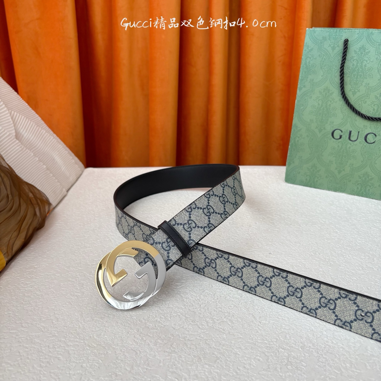 Gucci 经典款进口原厂印花面 搭配原版皮底 精品钢扣 宽4.0 Cm 经典永不过时款 潮流大方 时尚