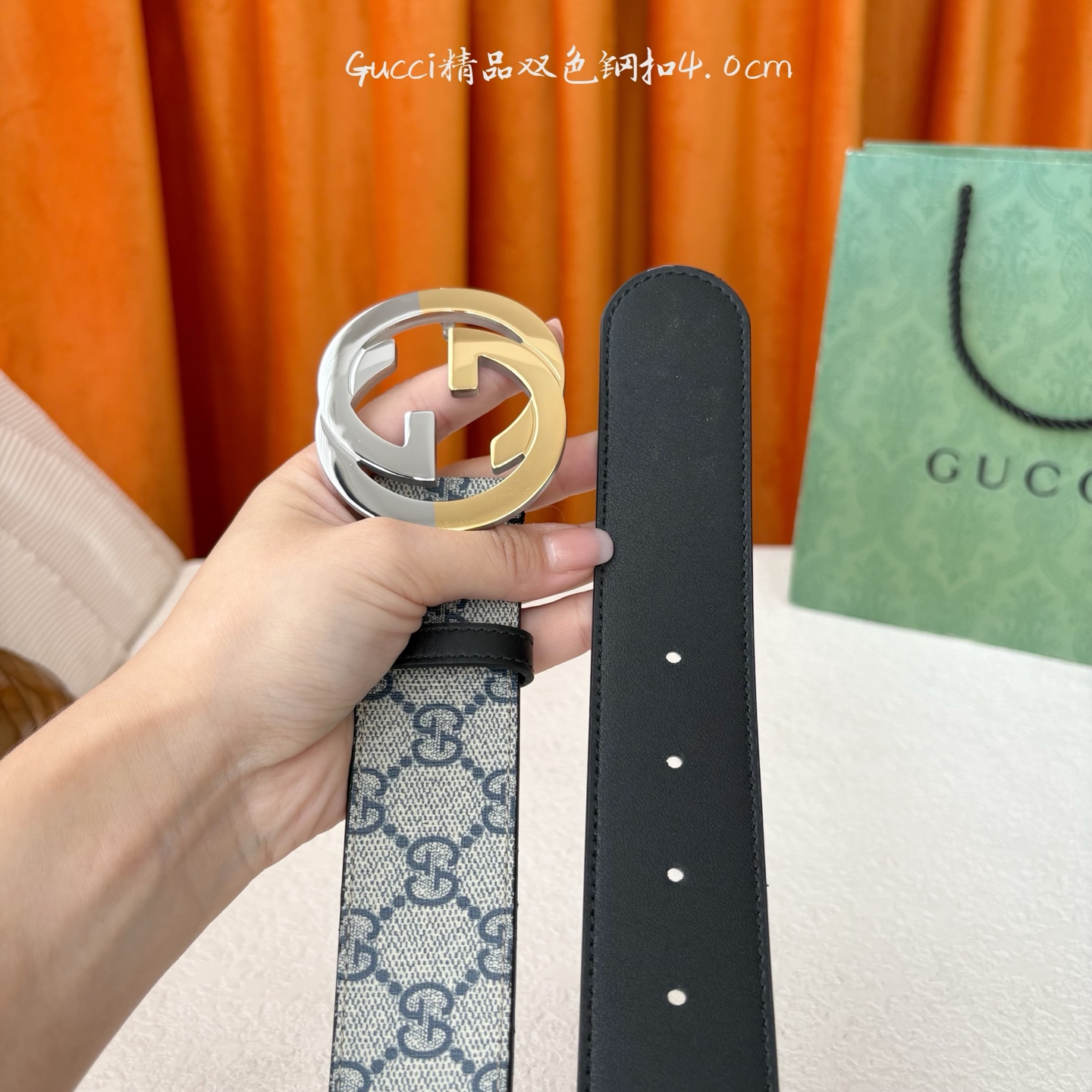 Gucci 经典款进口原厂印花面 搭配原版皮底 精品钢扣 宽4.0 Cm 经典永不过时款 潮流大方 时尚