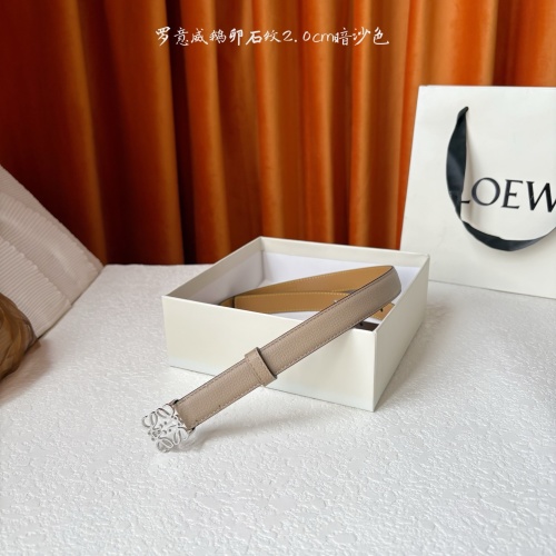 Loewe Anagram Pebble Grain Leather Belt - Sand/Silver, 2.0cm Width 1 Loewe Anagram Pebble Grain Leather Belt - Sand/Silver, 2.0cm Width
