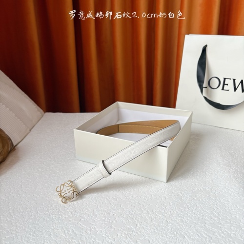 Loewe Anagram Pebble Grain Leather Belt with Gold Buckle, White, 2.0cm 1 Loewe Anagram Pebble Grain Leather Belt with Gold Buckle, White, 2.0cm