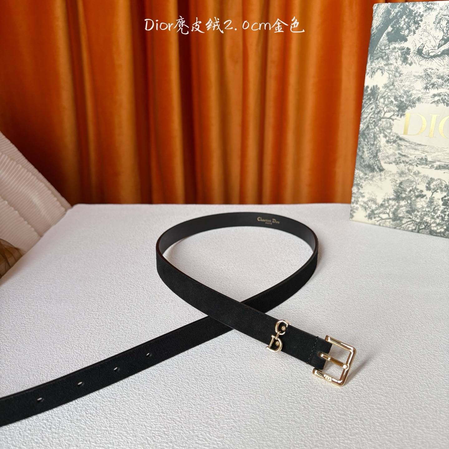 这款马鞍Loop腰带是2025系列全新单品，采用绒面小牛皮革等材质精心制作，搭配CD针扣，饰以CD标志腰