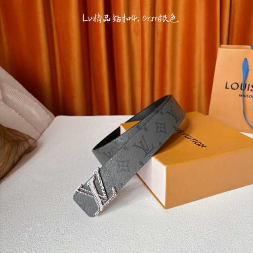 Louis Vuitton LV Initiales 40mm Monogram Shadow Belt, Gray 1 Louis Vuitton LV Initiales 40mm Monogram Shadow Belt, Gray