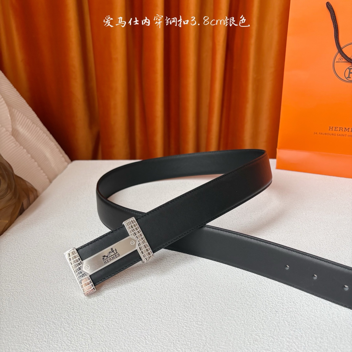 【爱马仕】Hermes 原单爱马仕，宽3.8cm进口原版皮带身，双面可用，内穿精品钢扣，精品电镀五金 ！