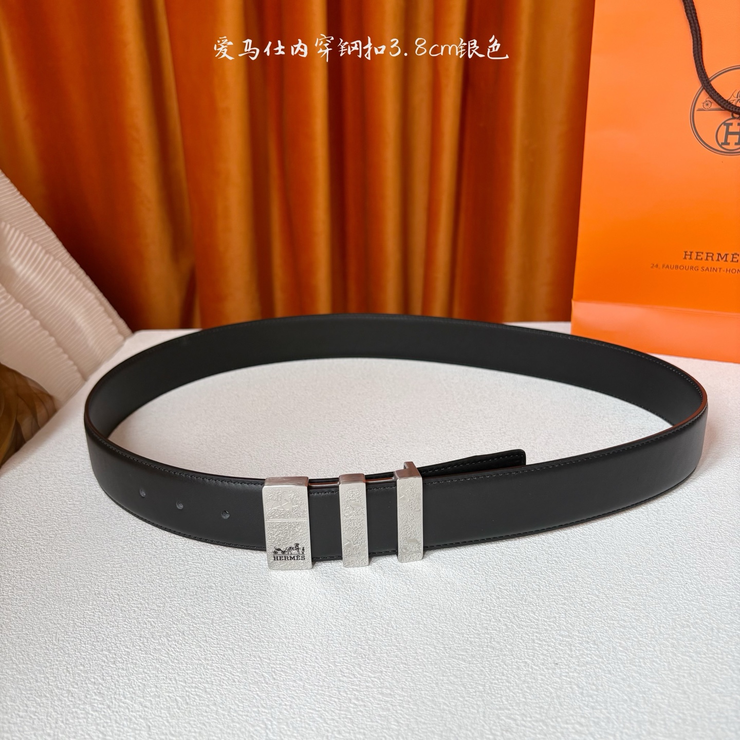 【爱马仕】Hermes 原单爱马仕，宽3.8cm进口原版皮带身，双面可用，内穿精品钢扣，精品电镀五金 ！