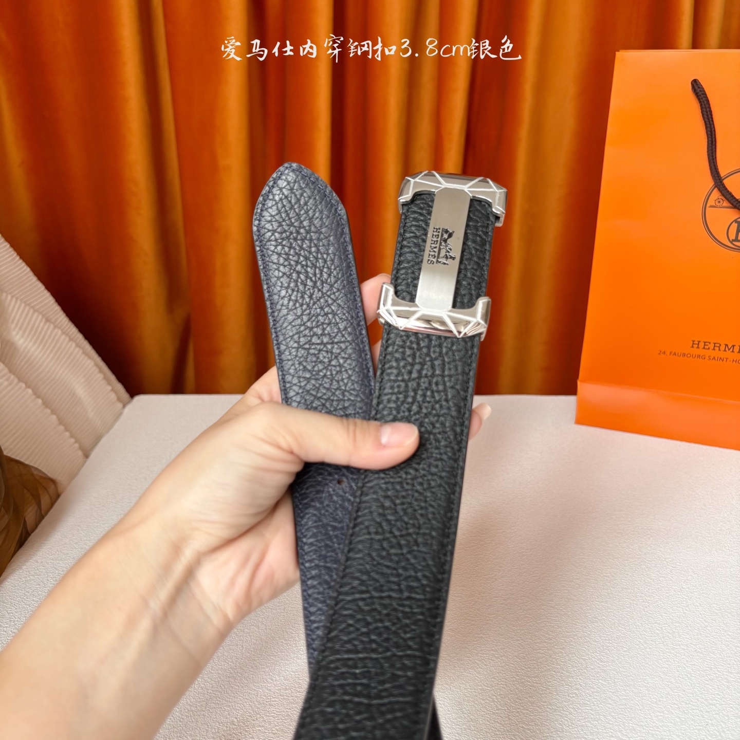 【爱马仕】Hermes 原单爱马仕，宽3.8cm进口原版皮带身，双面可用，内穿精品钢扣，精品电镀五金 ！