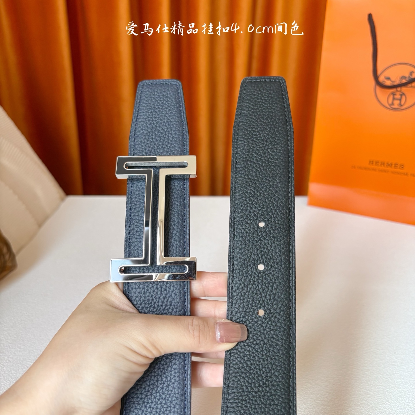 【爱马仕】Hermes 原单爱马仕，宽3.8cm进口原版皮带身，双面可两面用，精品电镀五金 ！