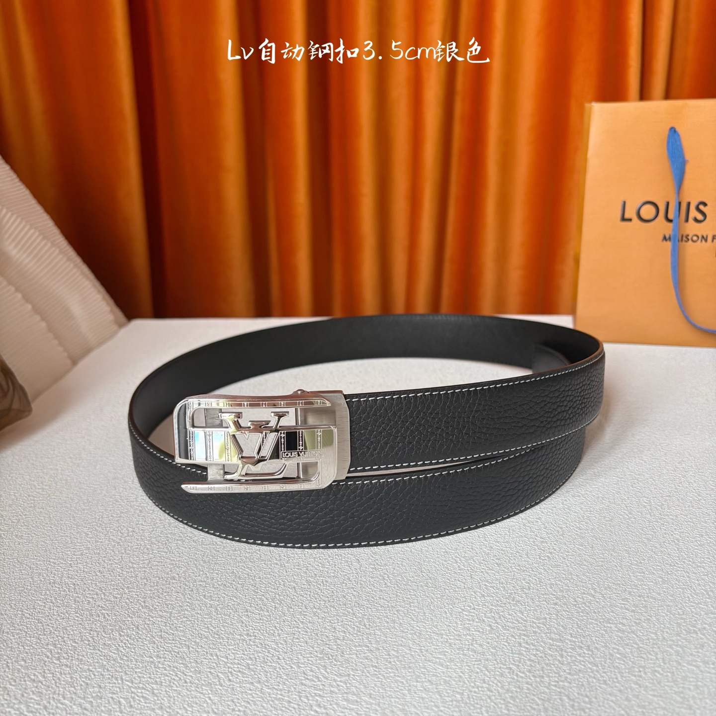 🅿️160  品牌：【驴牌】 Lv新款进口小牛皮，手感细腻柔软。搭配纯钢自动精品钢扣，男士必备！宽度：3.5cm