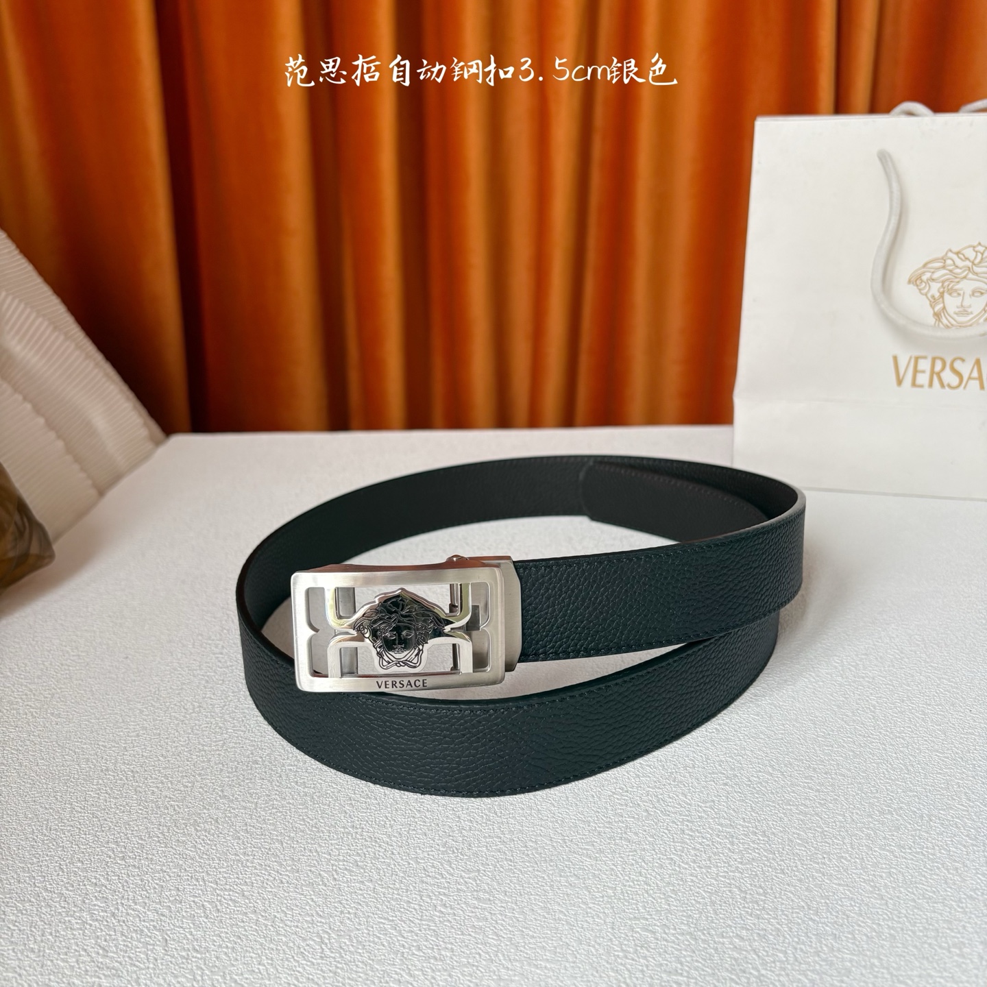 🅿️160  【范思哲】 Versace进口小牛皮，手感细腻柔软，搭配纯钢自动精品扣，男士必备！宽度：3.5cm