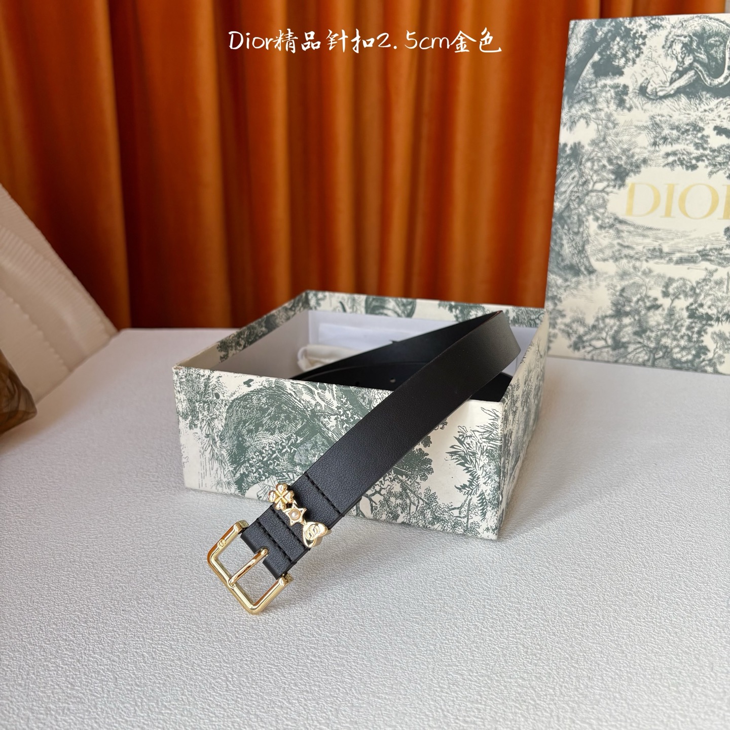 Dior这款Lucky Dior Loop一款时尚优雅的配饰。采用黑色光滑牛皮革等材质精心制作，搭配金色