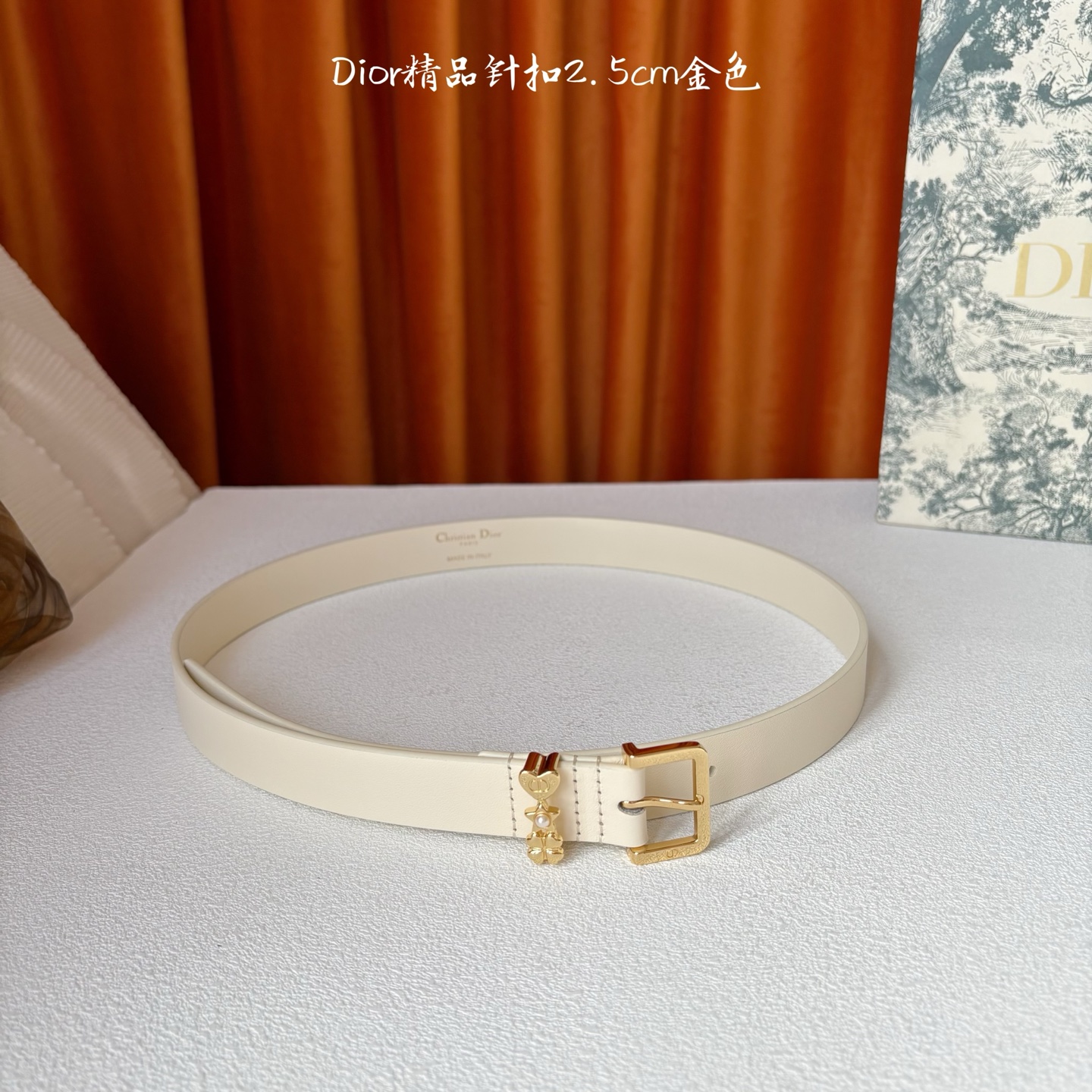 Dior这款Lucky Dior Loop一款时尚优雅的配饰。采用黑色光滑牛皮革等材质精心制作，搭配金色