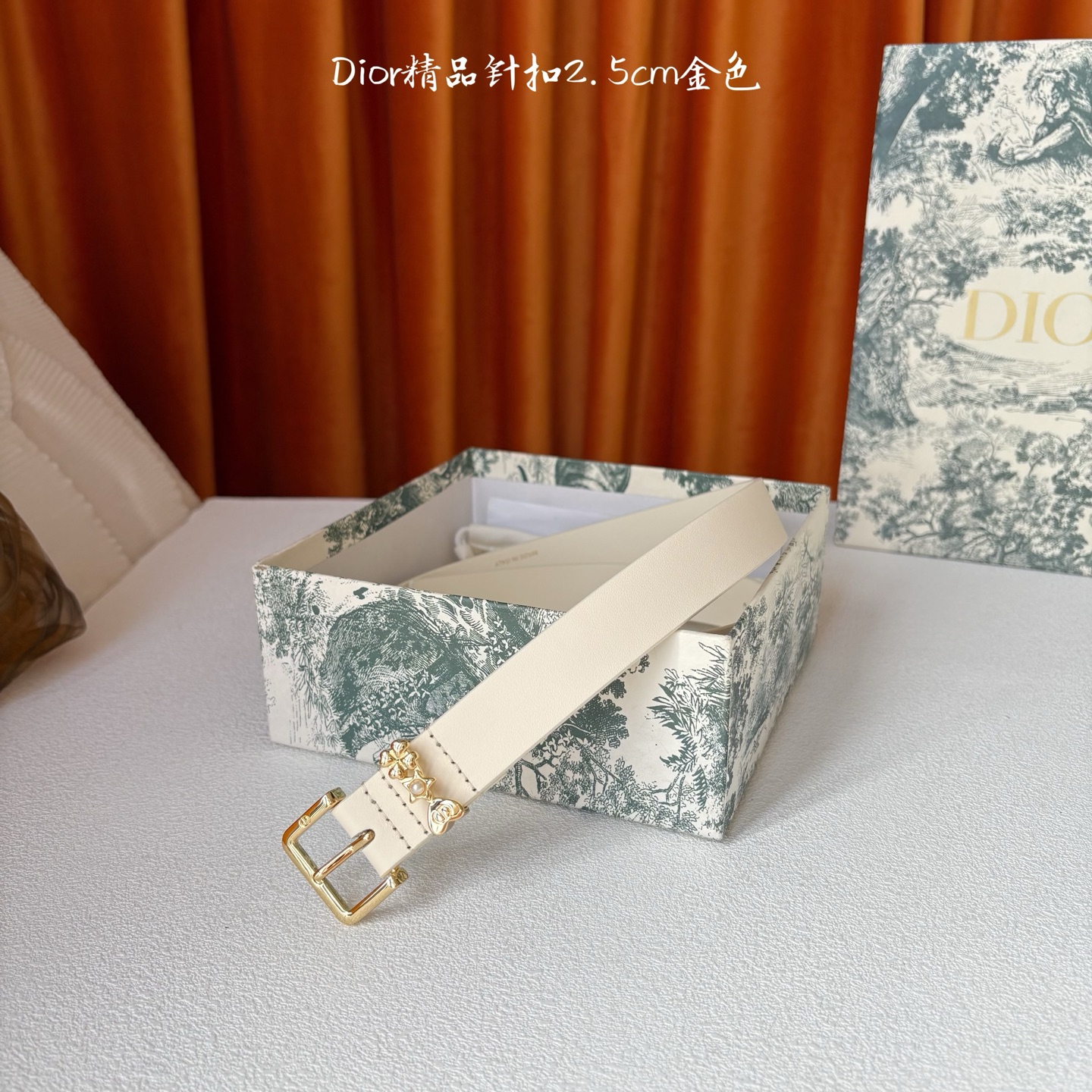 Dior这款Lucky Dior Loop一款时尚优雅的配饰。采用黑色光滑牛皮革等材质精心制作，搭配金色