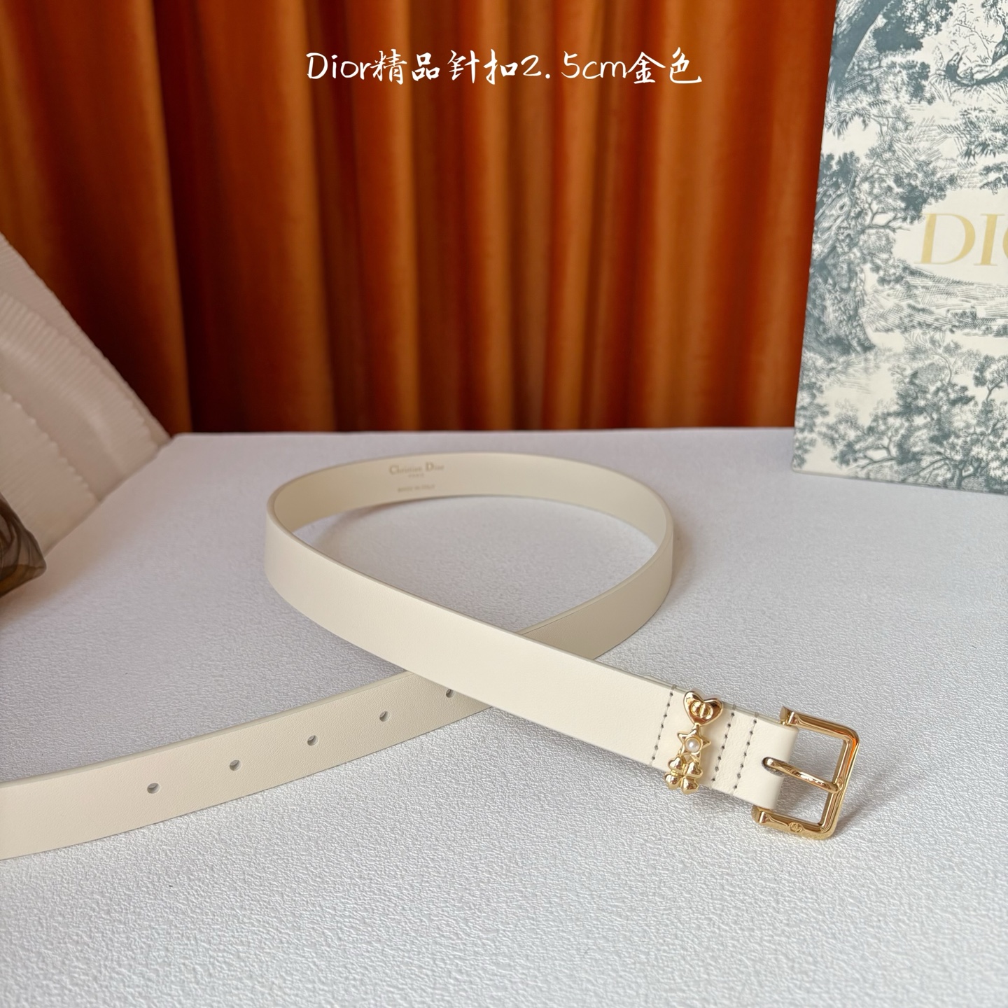 Dior这款Lucky Dior Loop一款时尚优雅的配饰。采用黑色光滑牛皮革等材质精心制作，搭配金色