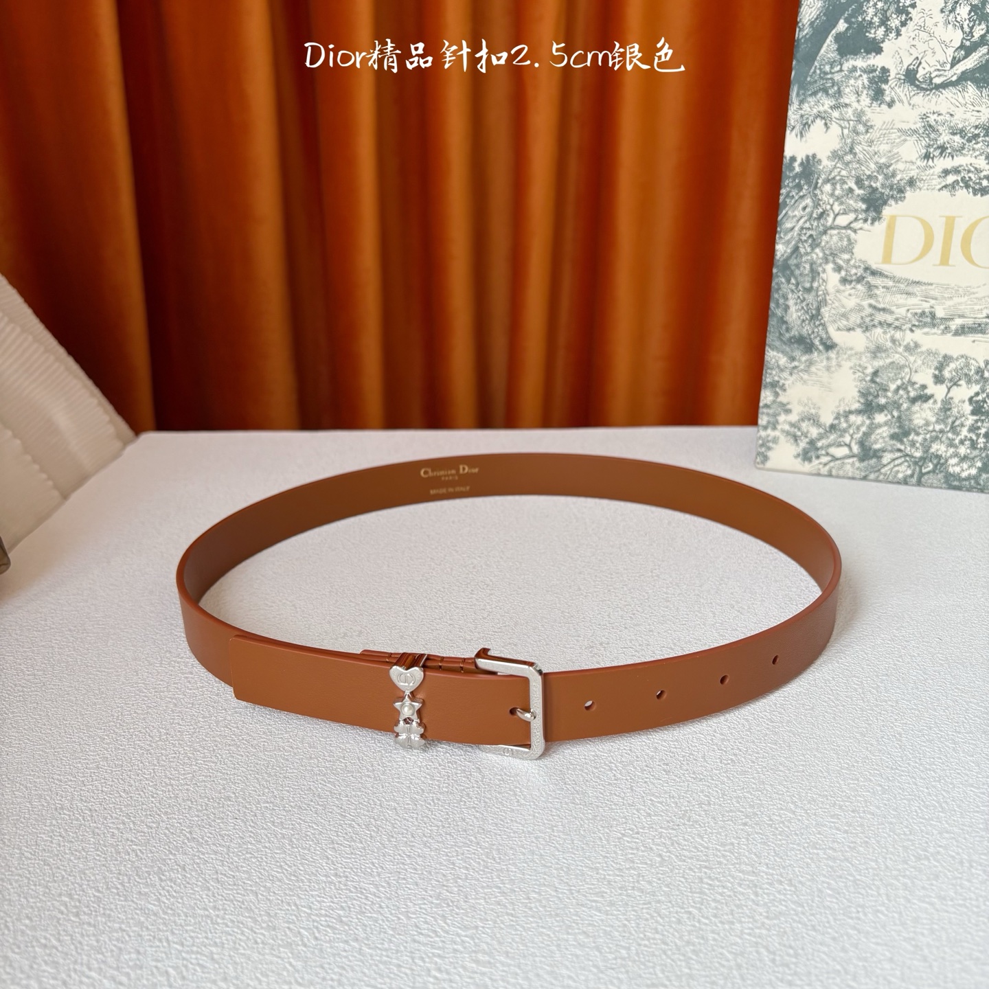 Dior这款Lucky Dior Loop一款时尚优雅的配饰。采用黑色光滑牛皮革等材质精心制作，搭配金色