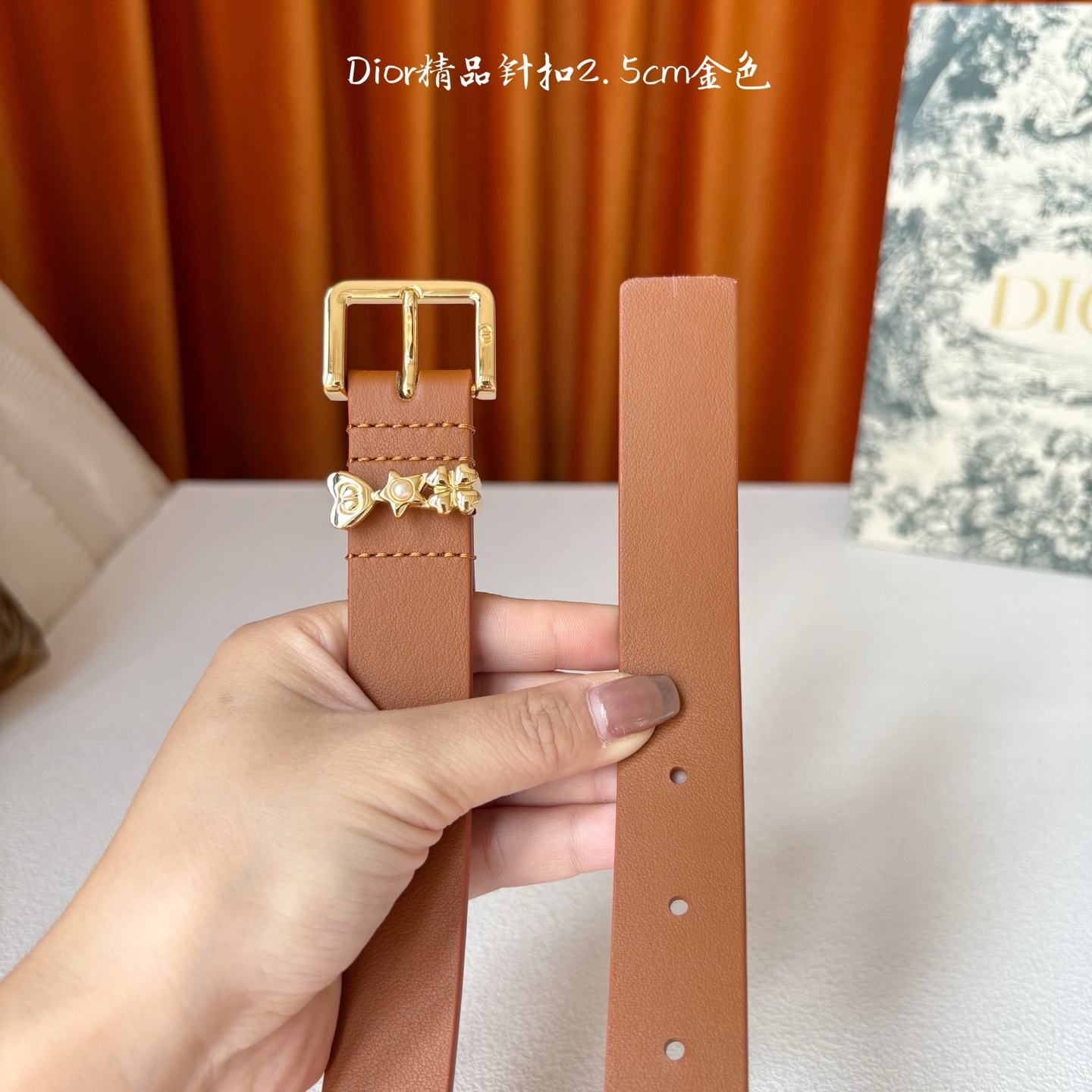 Dior这款Lucky Dior Loop一款时尚优雅的配饰。采用黑色光滑牛皮革等材质精心制作，搭配金色