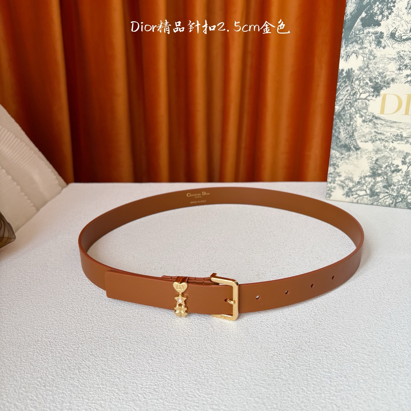 Dior这款Lucky Dior Loop一款时尚优雅的配饰。采用黑色光滑牛皮革等材质精心制作，搭配金色