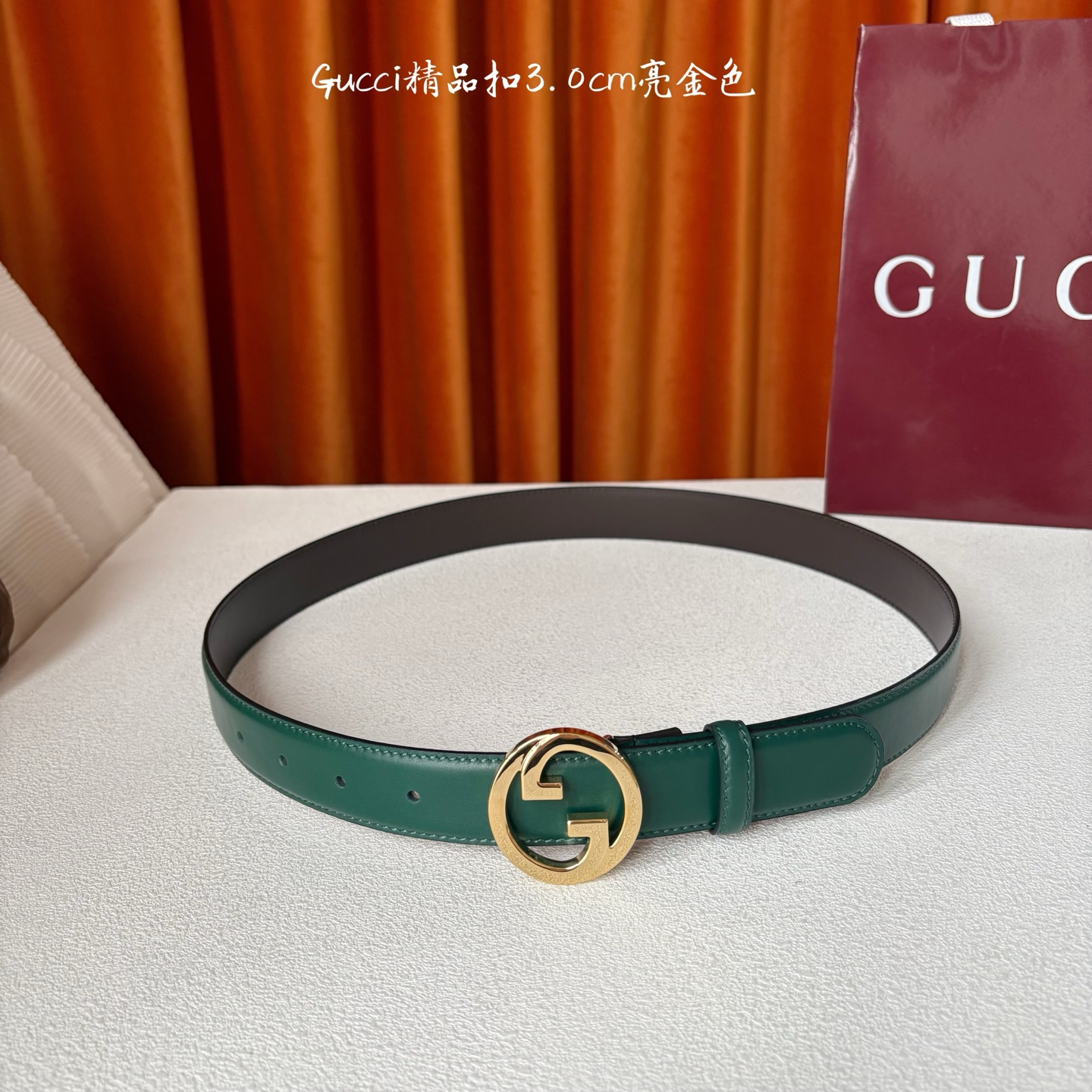 【Gucci】：原单面头层牛皮腰带搭配平纹咖色底，经典G字铜扣，时尚大方，古奇又一经典之作，宽度3.0c