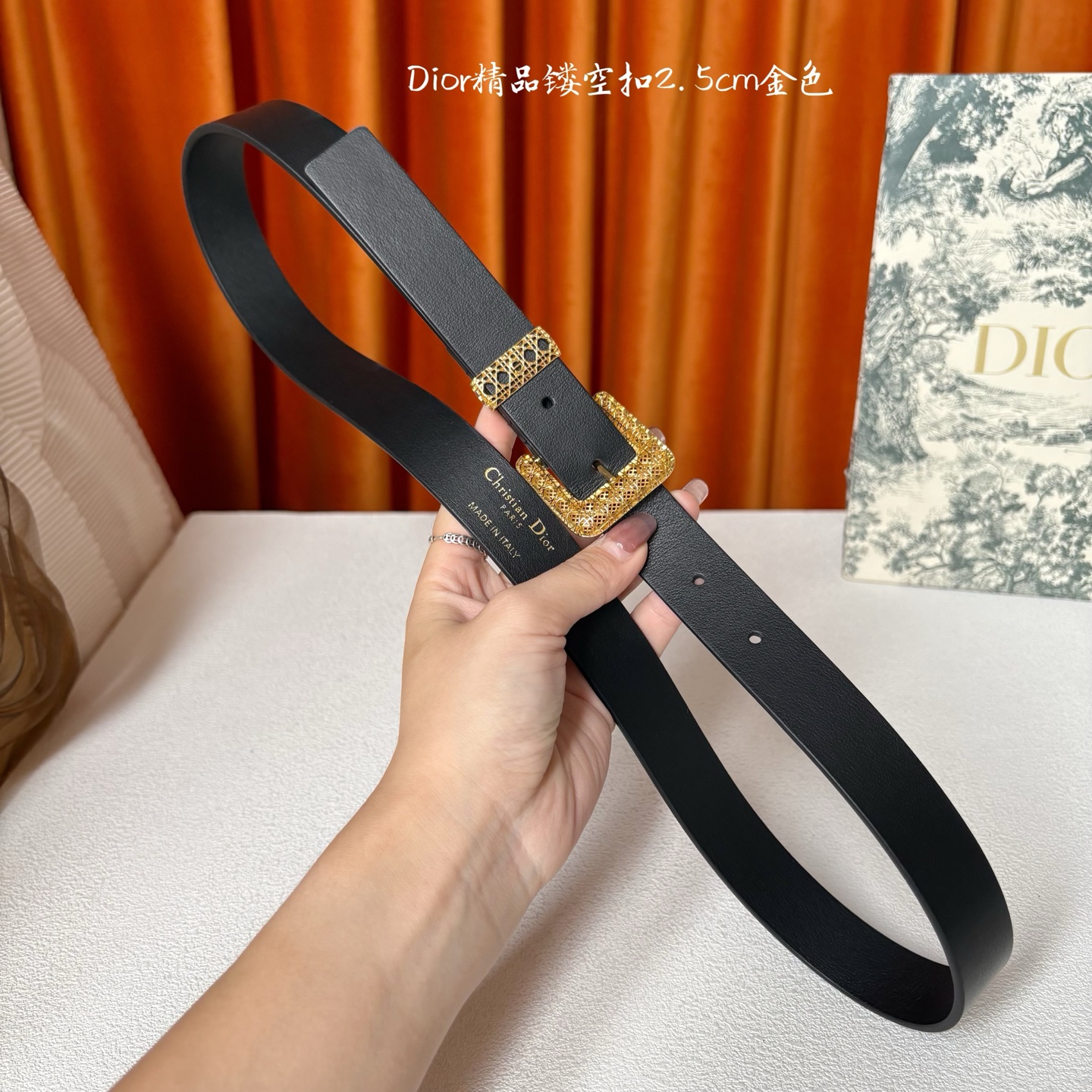 这款 Dior Cannage 腰带是二零二六早春成衣系列新品，重新诠释Dior 经典标识。采用光滑牛皮