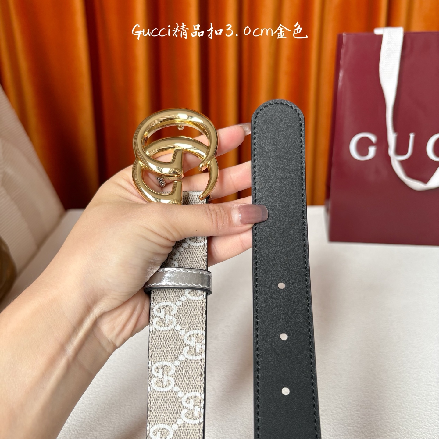 【Gucci】：原单面pvc印花腰带搭配原版皮底，经典双G扣，时尚大方，古奇又一时尚之作，宽度3.0cm