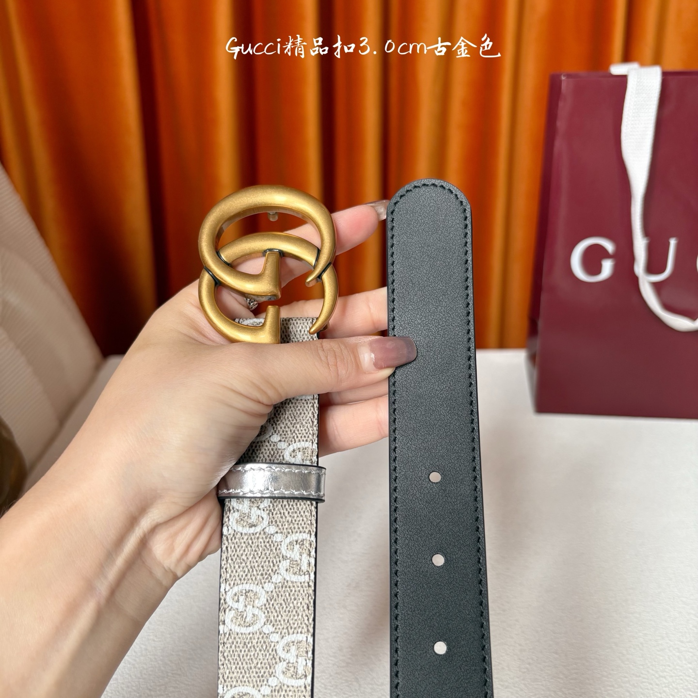 【Gucci】：原单面pvc印花腰带搭配原版皮底，经典双G扣，时尚大方，古奇又一时尚之作，宽度3.0cm