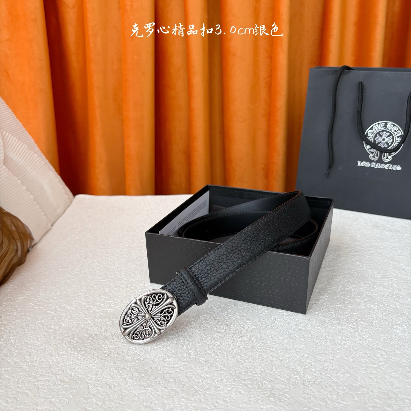 𝐂𝐡𝐫𝐨𝐦𝐞𝐇𝐞𝐚𝐫𝐭𝐬 克罗心经典✝️皮带，复古银五金搭配头层牛皮腰带，酷炫十足。宽度3.0cm