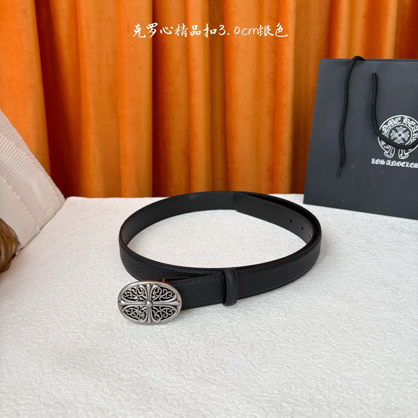 𝐂𝐡𝐫𝐨𝐦𝐞𝐇𝐞𝐚𝐫𝐭𝐬 克罗心经典✝️皮带，复古银五金搭配头层牛皮腰带，酷炫十足。宽度3.0cm