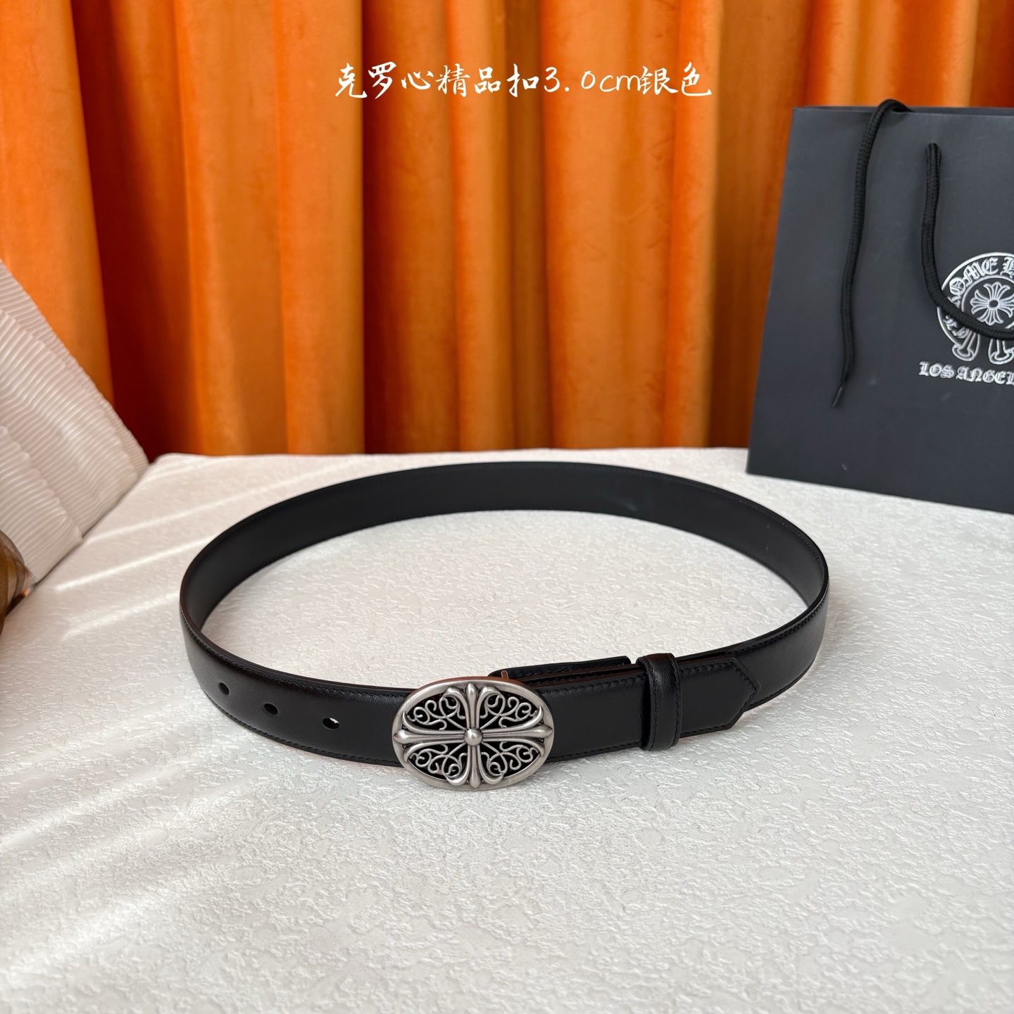 𝐂𝐡𝐫𝐨𝐦𝐞𝐇𝐞𝐚𝐫𝐭𝐬 克罗心经典✝️皮带，复古银五金搭配头层牛皮腰带，酷炫十足。宽度3.0cm