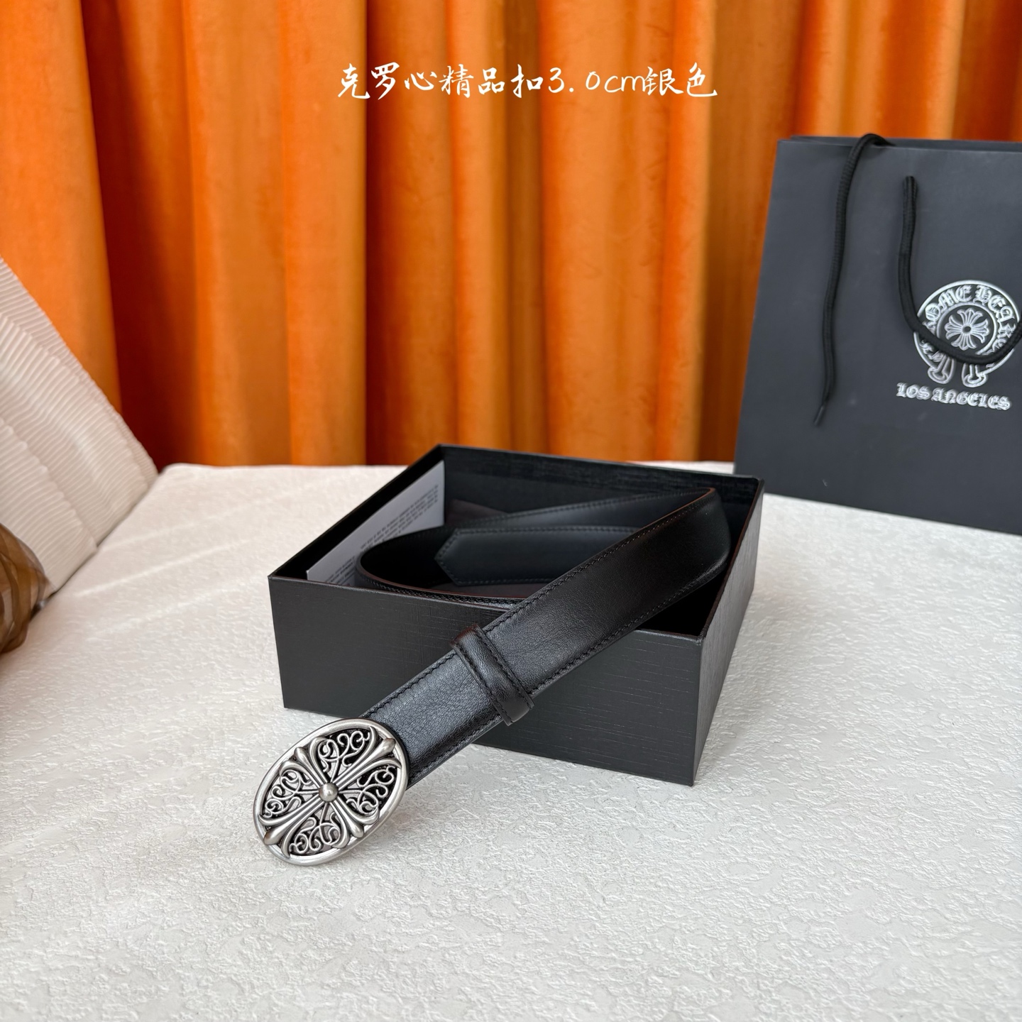 𝐂𝐡𝐫𝐨𝐦𝐞𝐇𝐞𝐚𝐫𝐭𝐬 克罗心经典✝️皮带，复古银五金搭配头层牛皮腰带，酷炫十足。宽度3.0cm