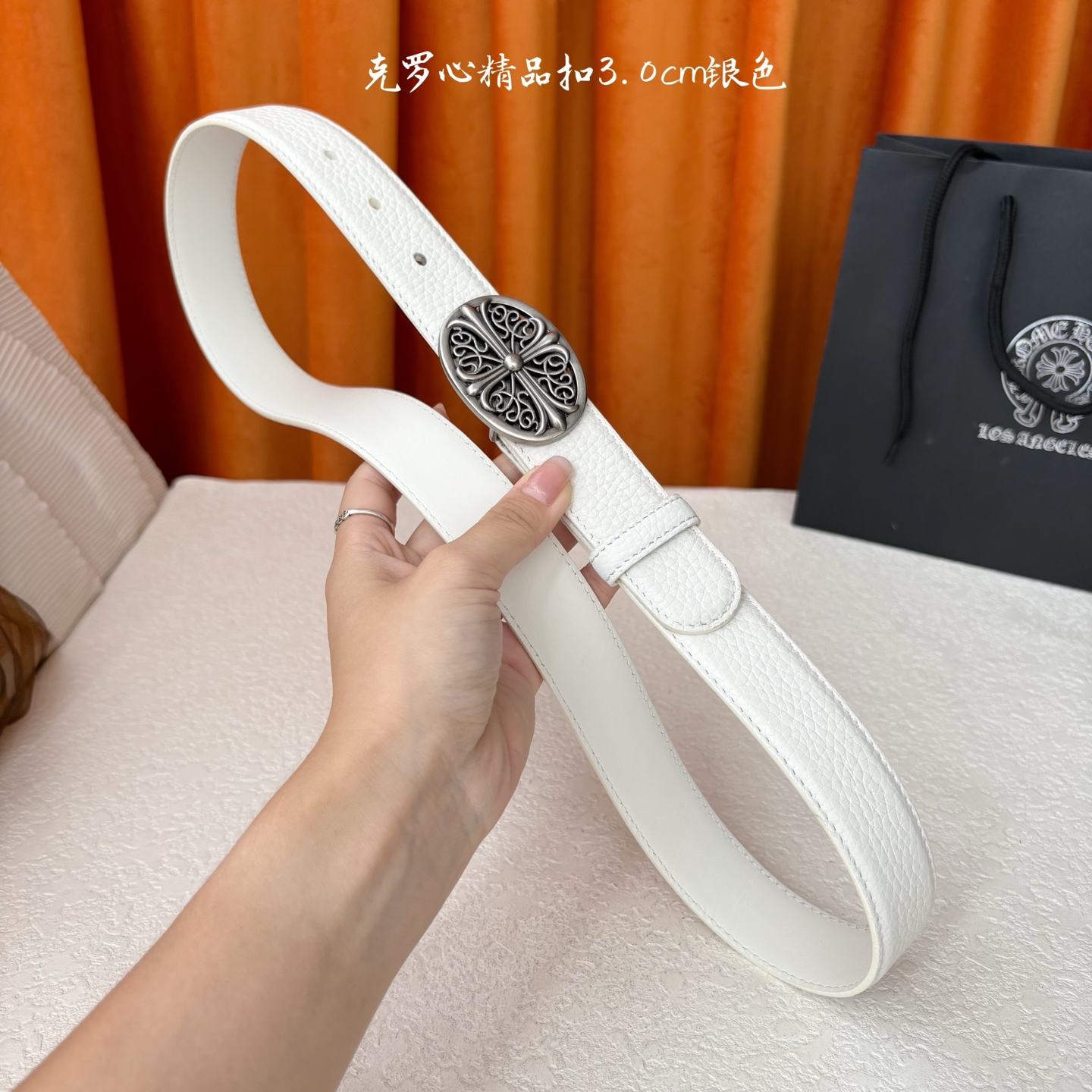 𝐂𝐡𝐫𝐨𝐦𝐞𝐇𝐞𝐚𝐫𝐭𝐬 克罗心经典✝️皮带，复古银五金搭配头层牛皮腰带，酷炫十足。宽度3.0cm