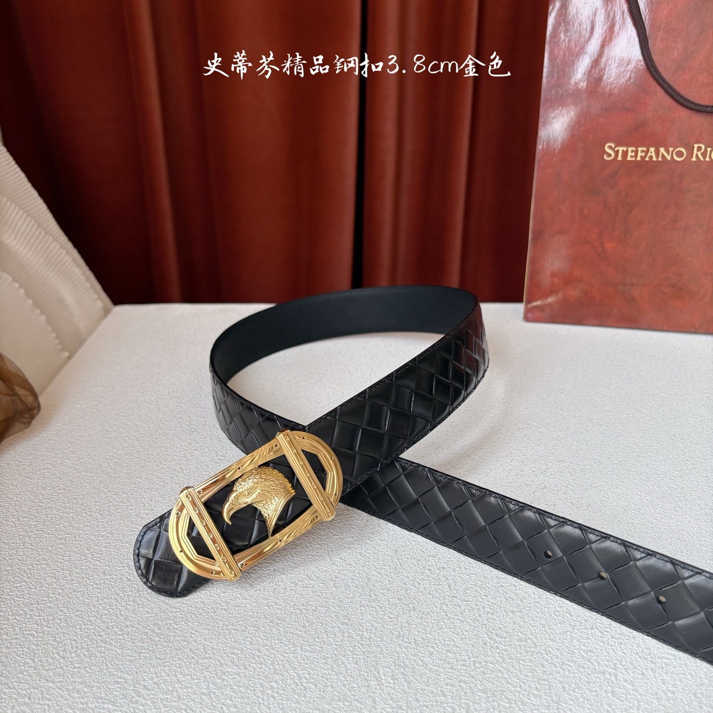 史蒂芬 原单双面进口小牛皮 搭配精品鹰头钢扣
