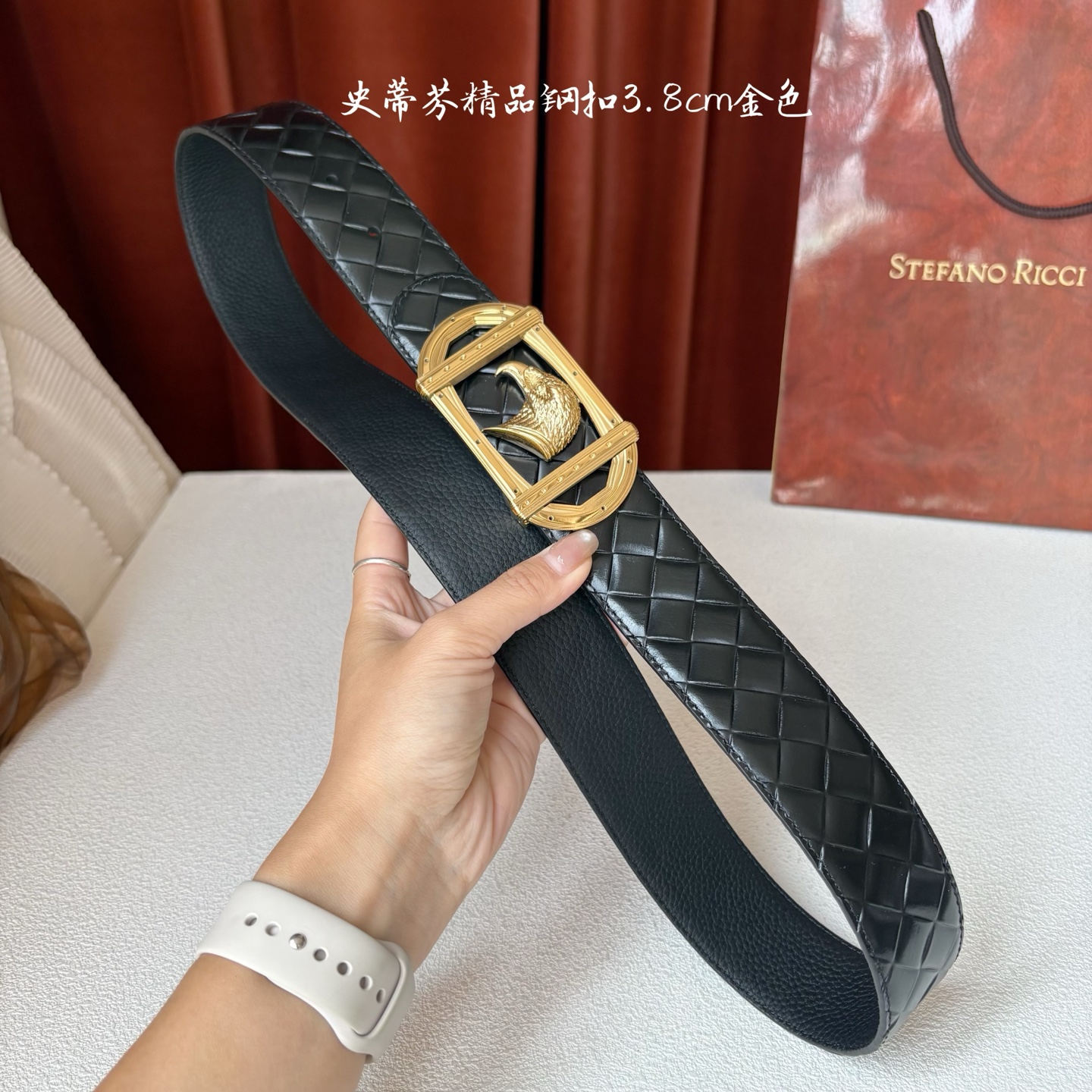 史蒂芬 原单双面进口小牛皮 搭配精品鹰头钢扣