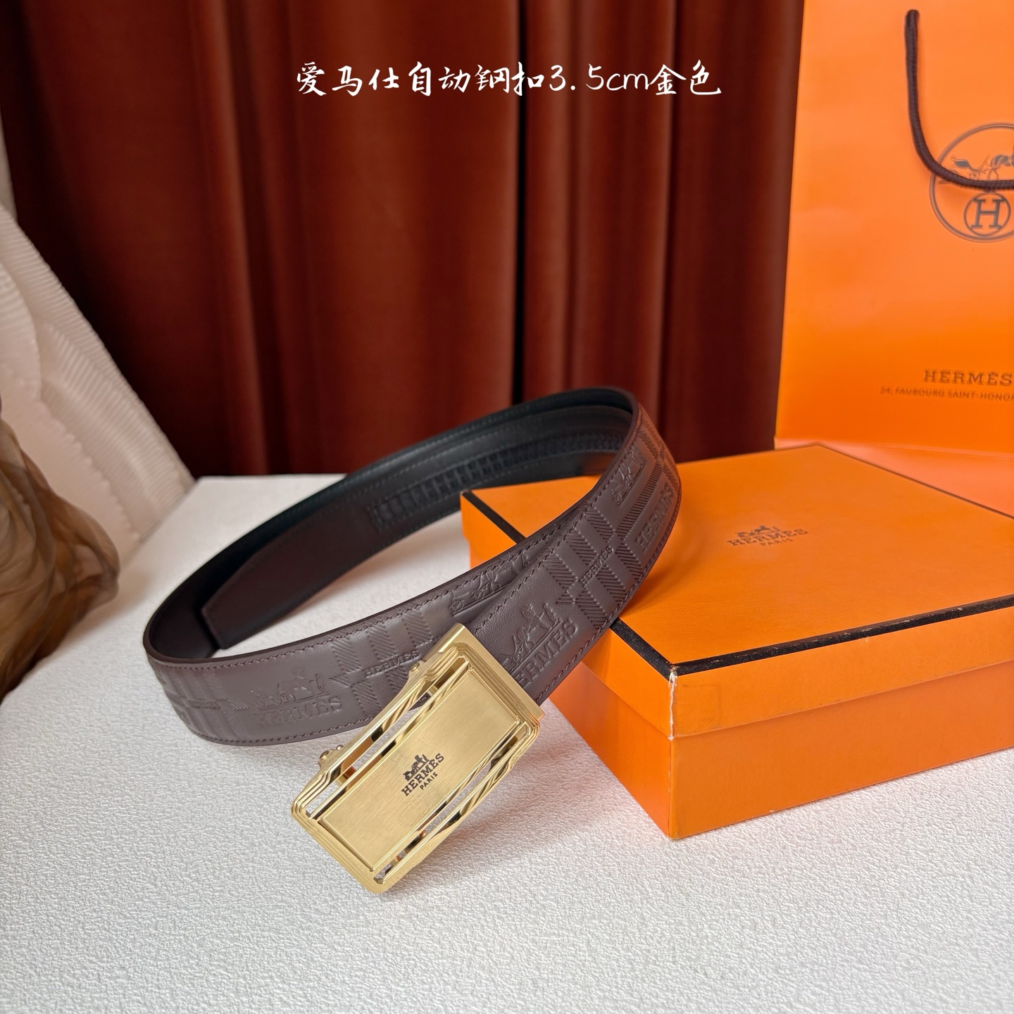 NO:763962,[Hermès] Hermès classic calfskin, feels delicate and soft, with pure steel automatic boutique buckle, a must-have for men!  Width 3.5cm, belt, hermes, cowhide19860909【爱马仕】 爱马仕经典小牛皮,手感细腻柔软,搭配纯钢自动精品扣,男士必备！宽度3.5cm,皮带,hermes,cowhide,Belt