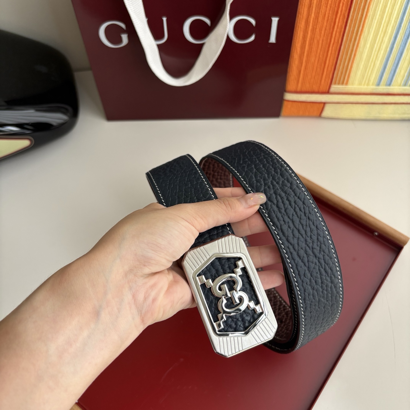 Gucci 经典原单品质，双面小牛皮搭配原单精品内穿钢扣，精工制作，细节看图，实物拍摄，高端奢华，宽度3