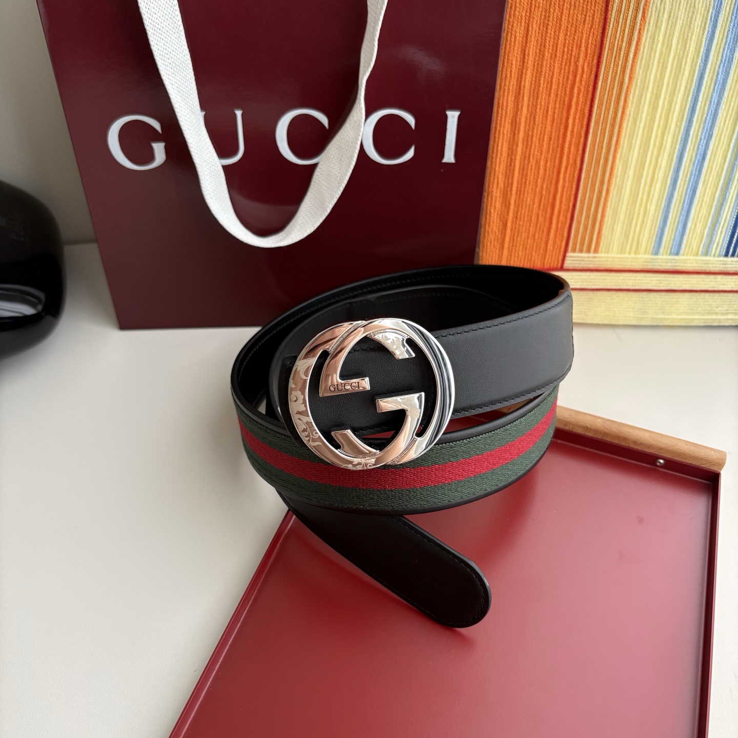 Gucci 经典原单品质，红绿织带拼接小牛皮，原单精品挂扣，精工制作，细节看图，实物拍摄，高端奢华，宽度