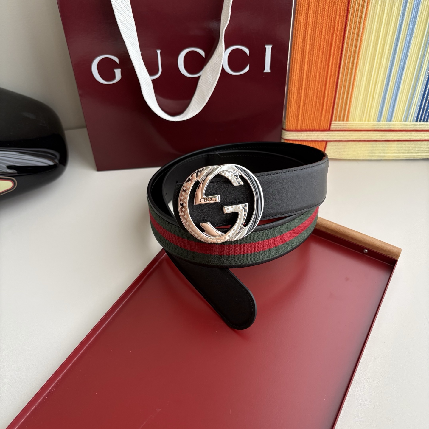 Gucci 经典原单品质，红绿织带拼接小牛皮，原单精品挂扣，精工制作，细节看图，实物拍摄，高端奢华，宽度