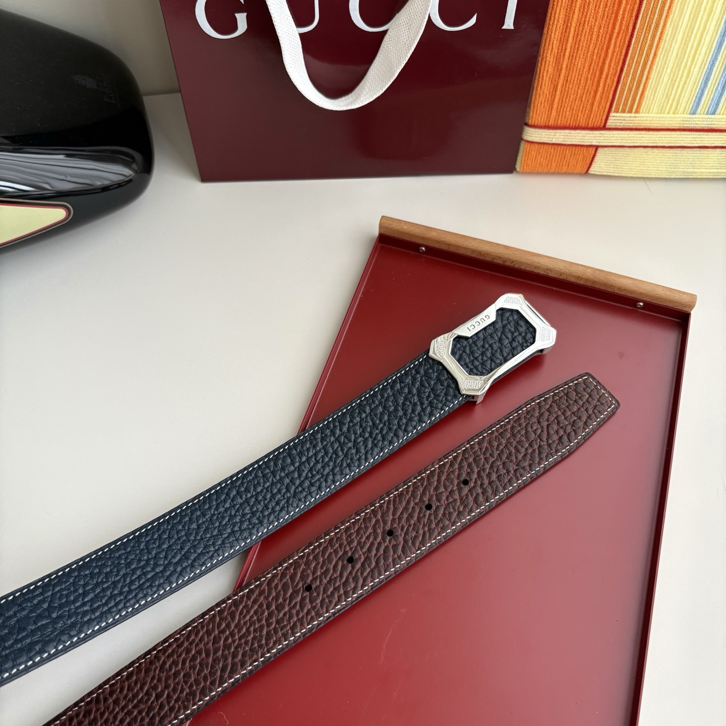 Gucci 经典原单品质，双面小牛皮，原单精品内穿钢扣，精工制作，细节看图，实物拍摄，高端奢华，宽度3.